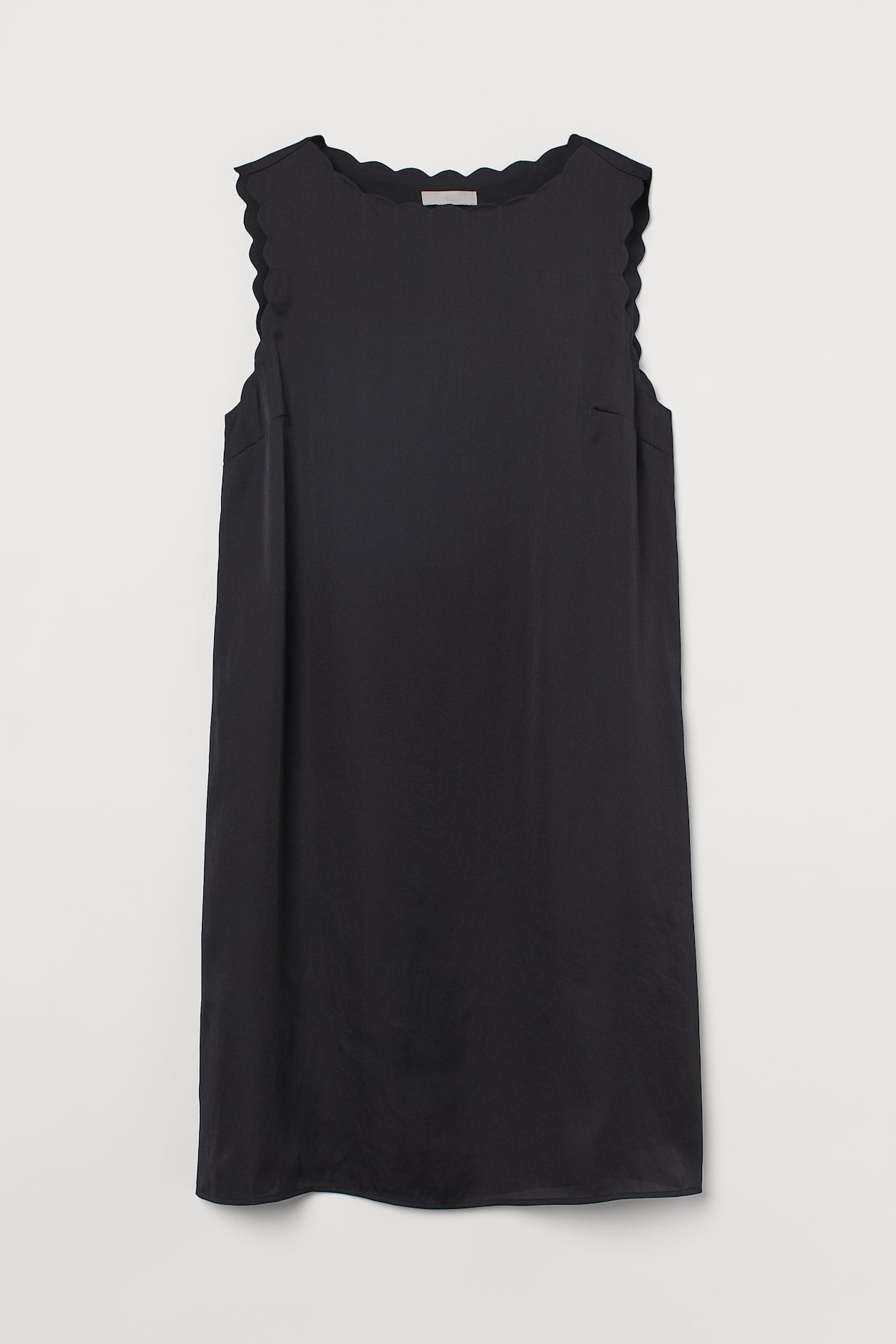 Scallop-edged Dress - Round Neck - Sleeveless - Black - Ladies | H&M US