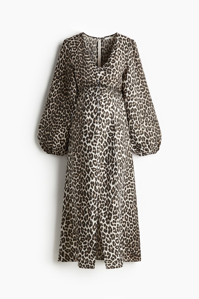 MAMA Robe à boutons - Light beige/Leopard print/Noir/fleuri - 1