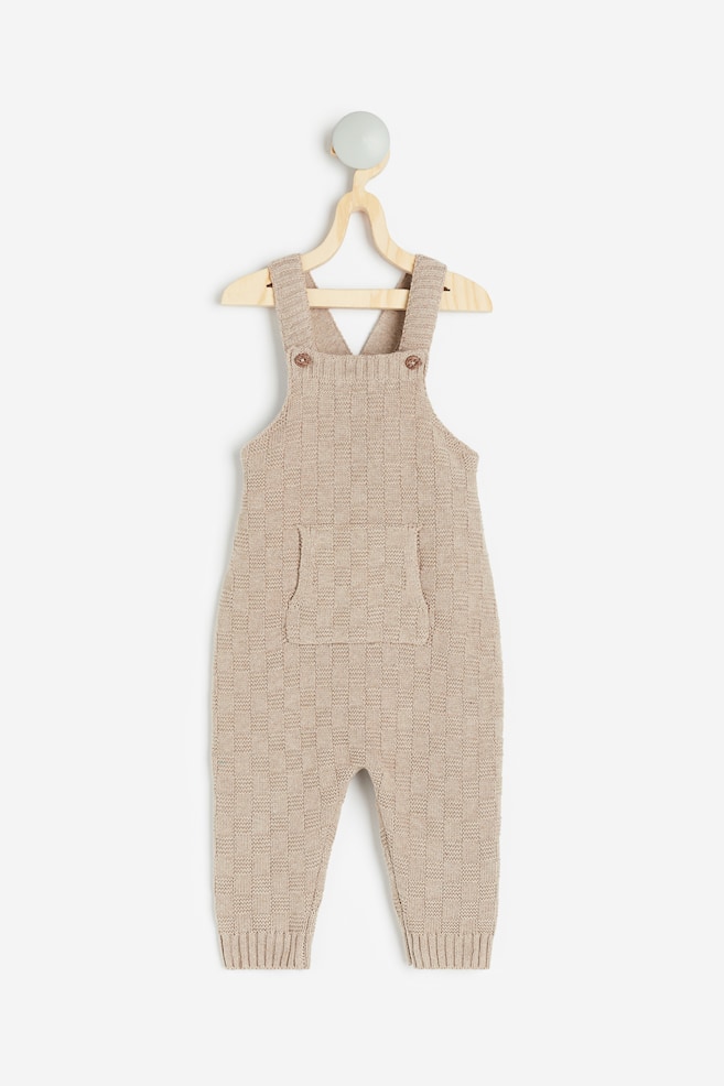 Textured-knit cotton dungarees - Beige - 1