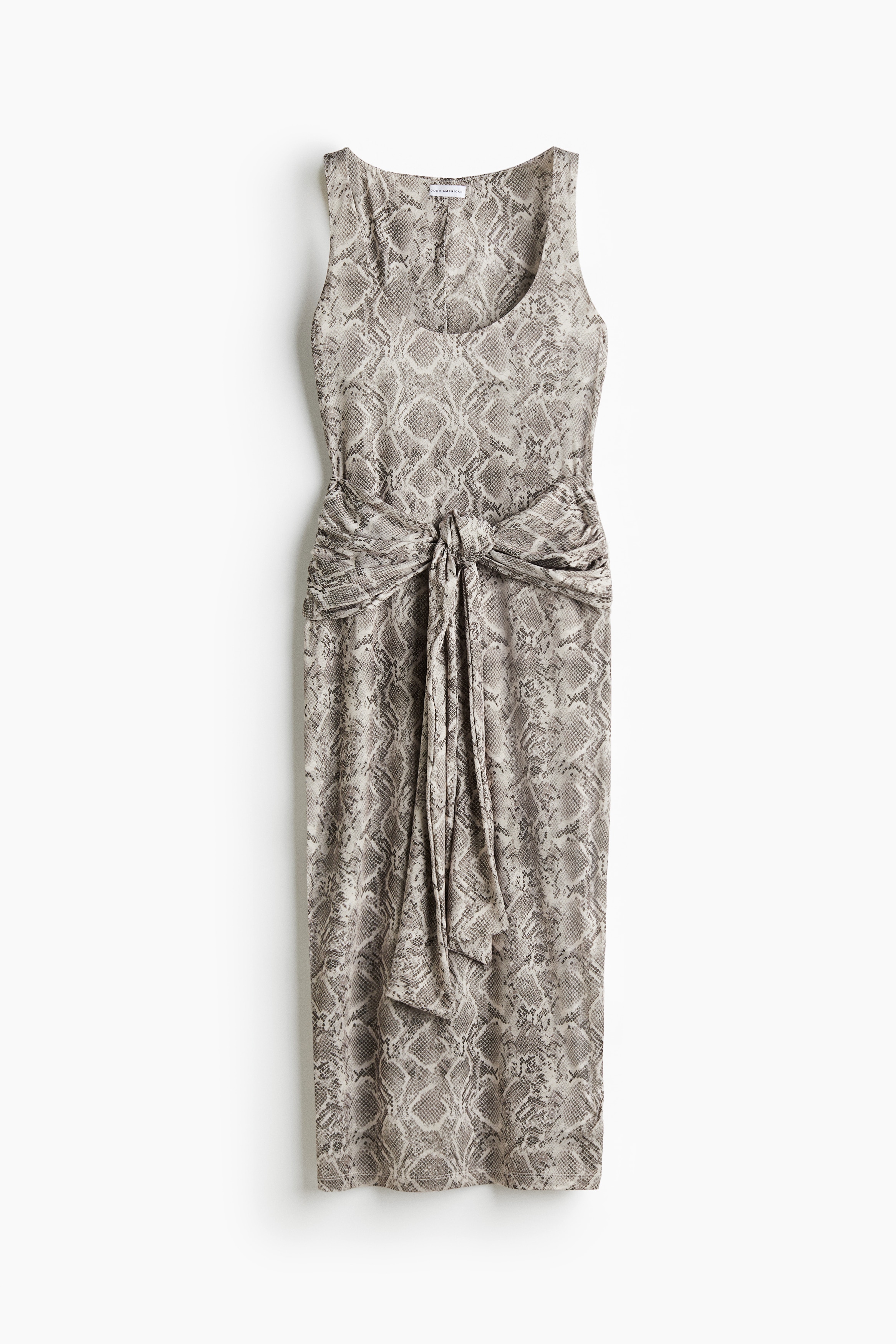 Dam - Snake Print Slinky Jersey Ruched Midi Dress - Size: XL  - H&M