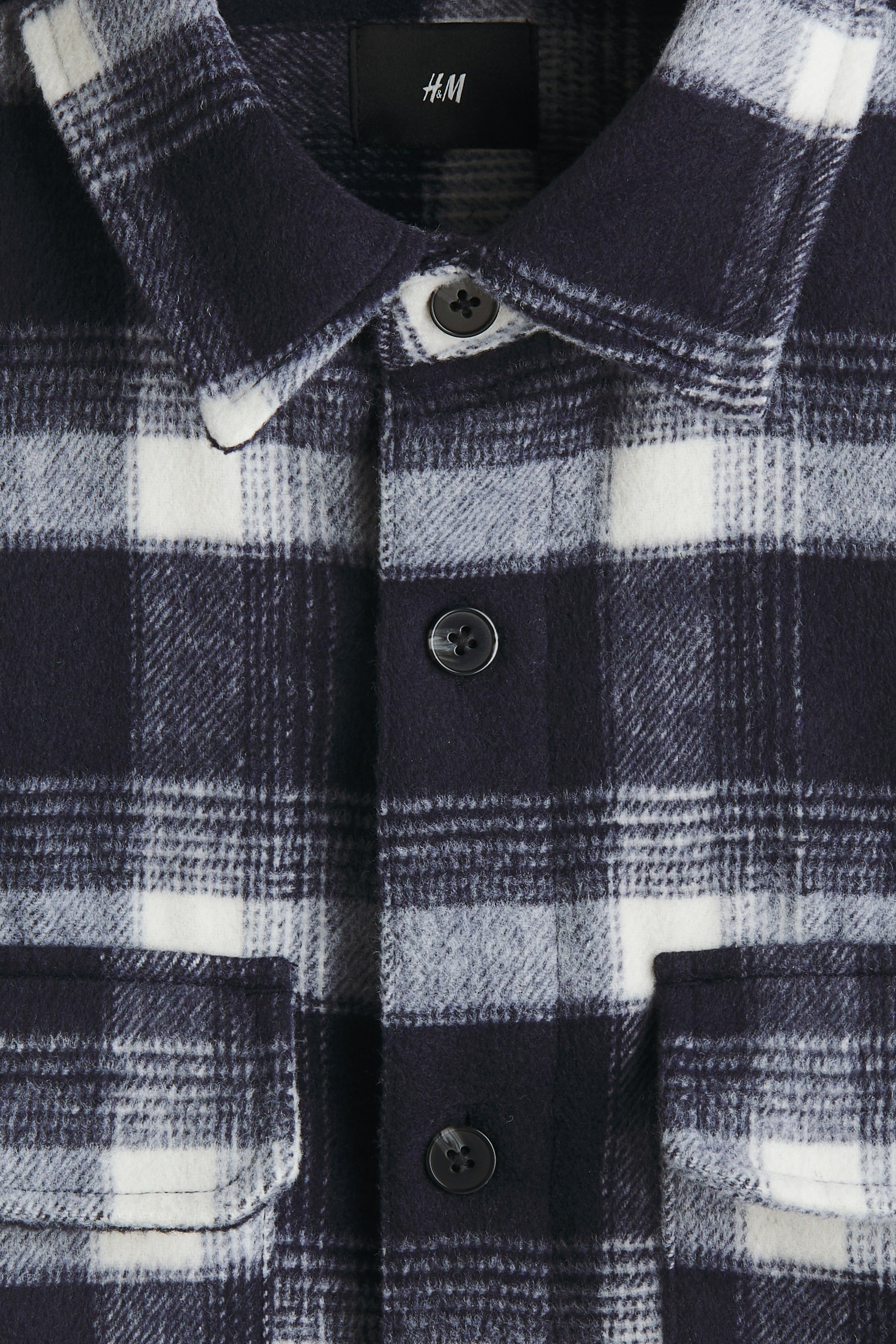 View larger image: Regular Fit Flannel overshirt - Dark blue/Checked - Men | H&M GB 7
