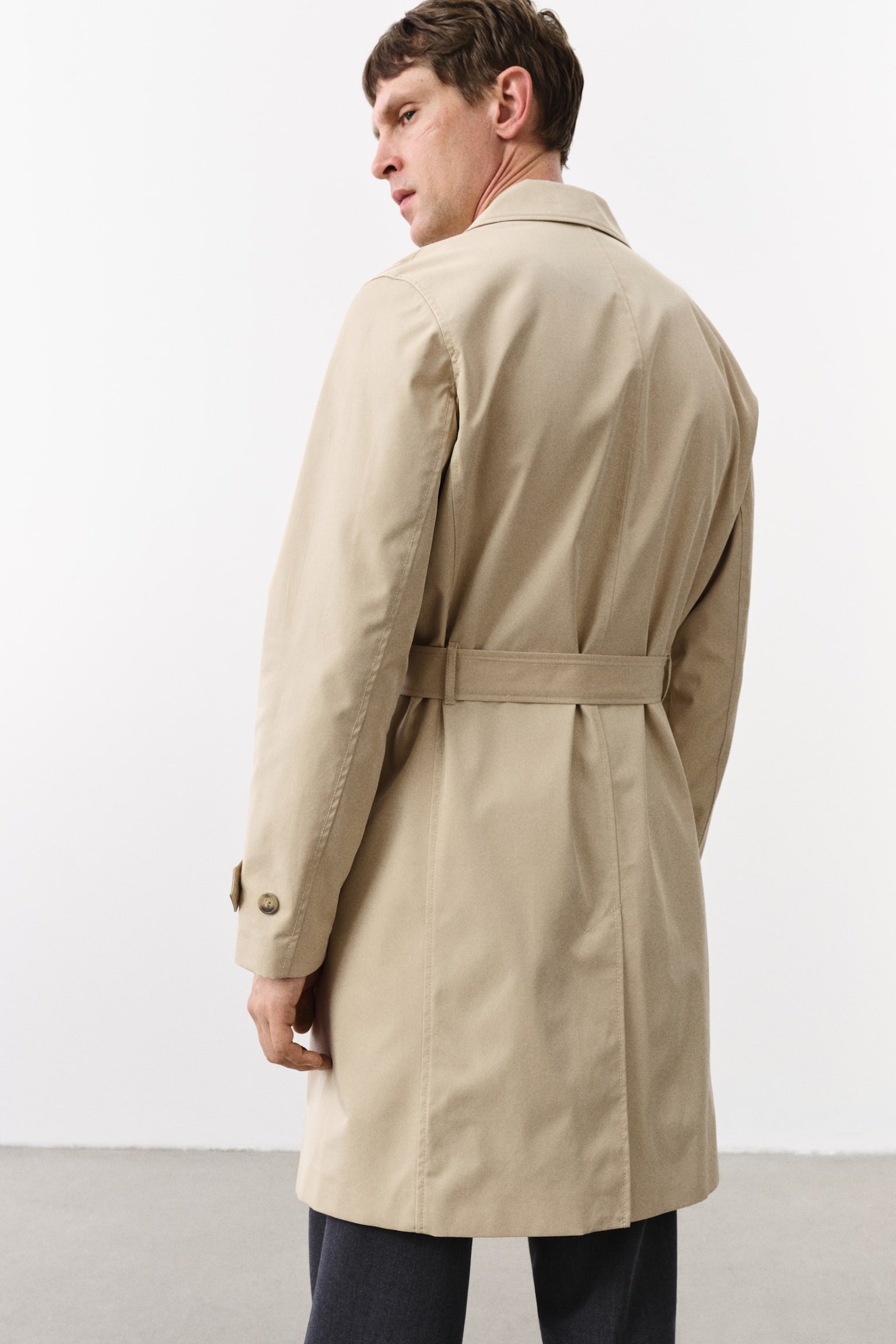 Regular Fit Trench coat - Beige/Black - 3