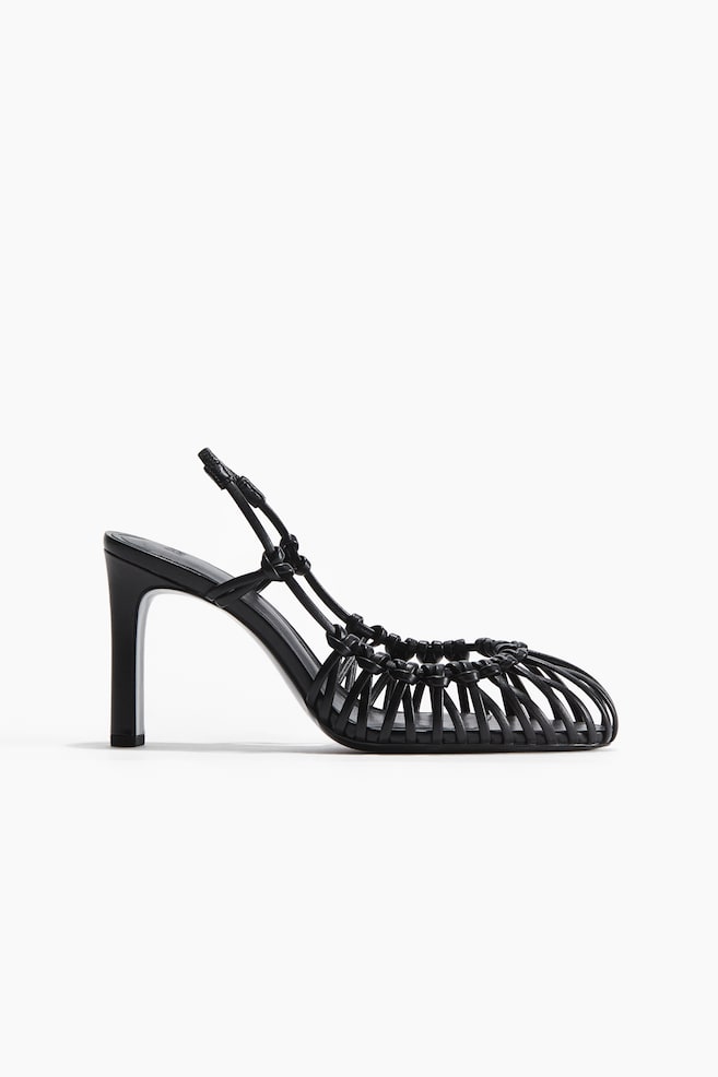 Knotted heeled slingbacks - Black/Beige - 1