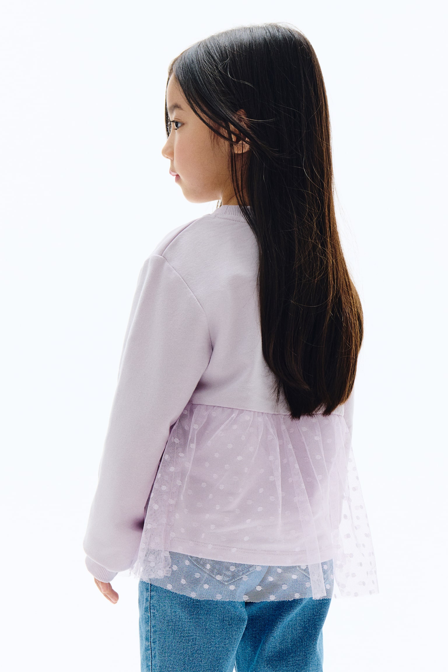 튤 디테일 스웨트셔츠 - 라이트 퍼플/화이트 - 3