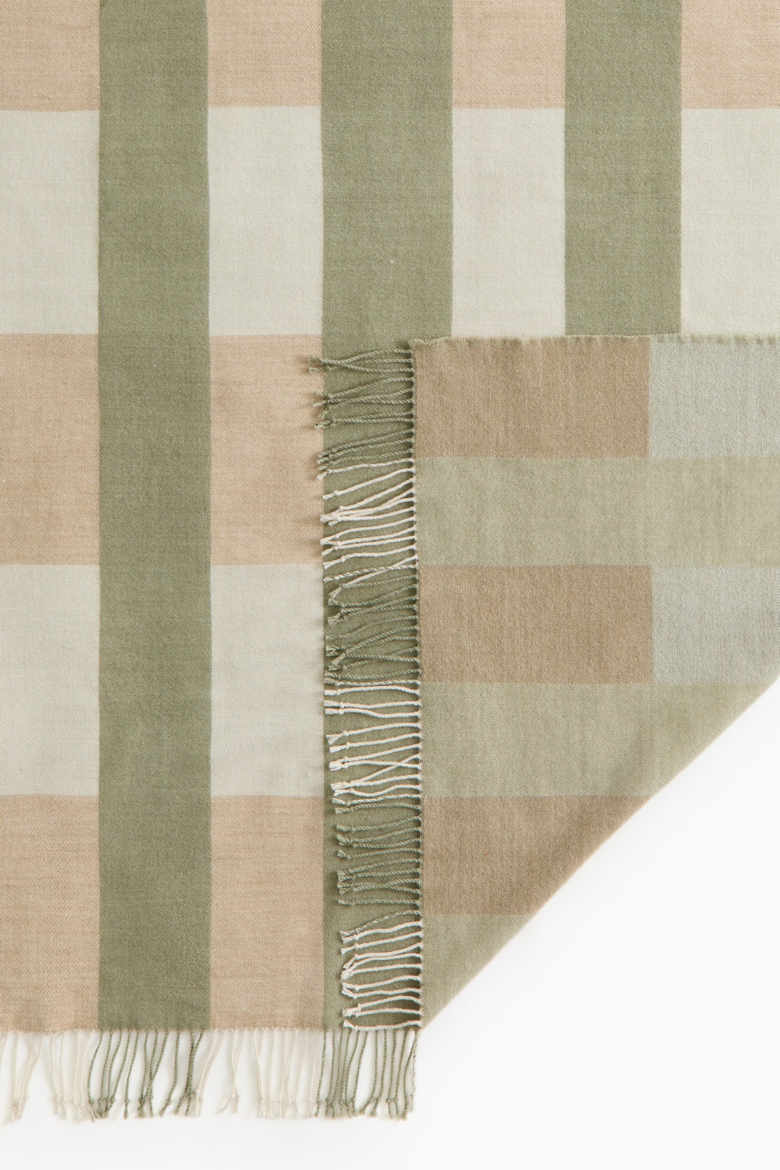 Jacquard-weave blanket - Khaki green/Checked/Light pink/Checked/Orange/Checked - 4