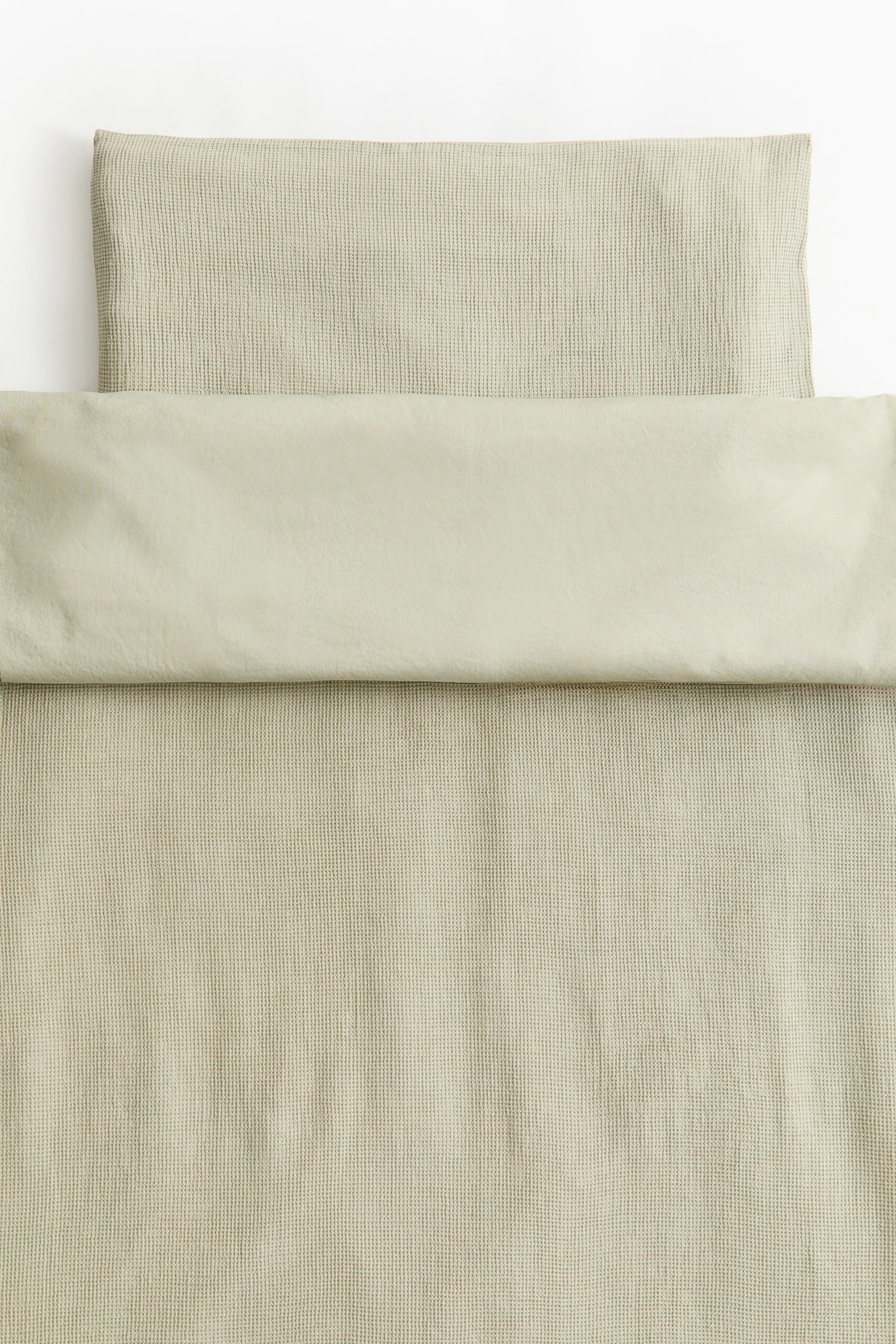 Parure de couette gaufrée pour bébé - Vert ancien/Beige - 1