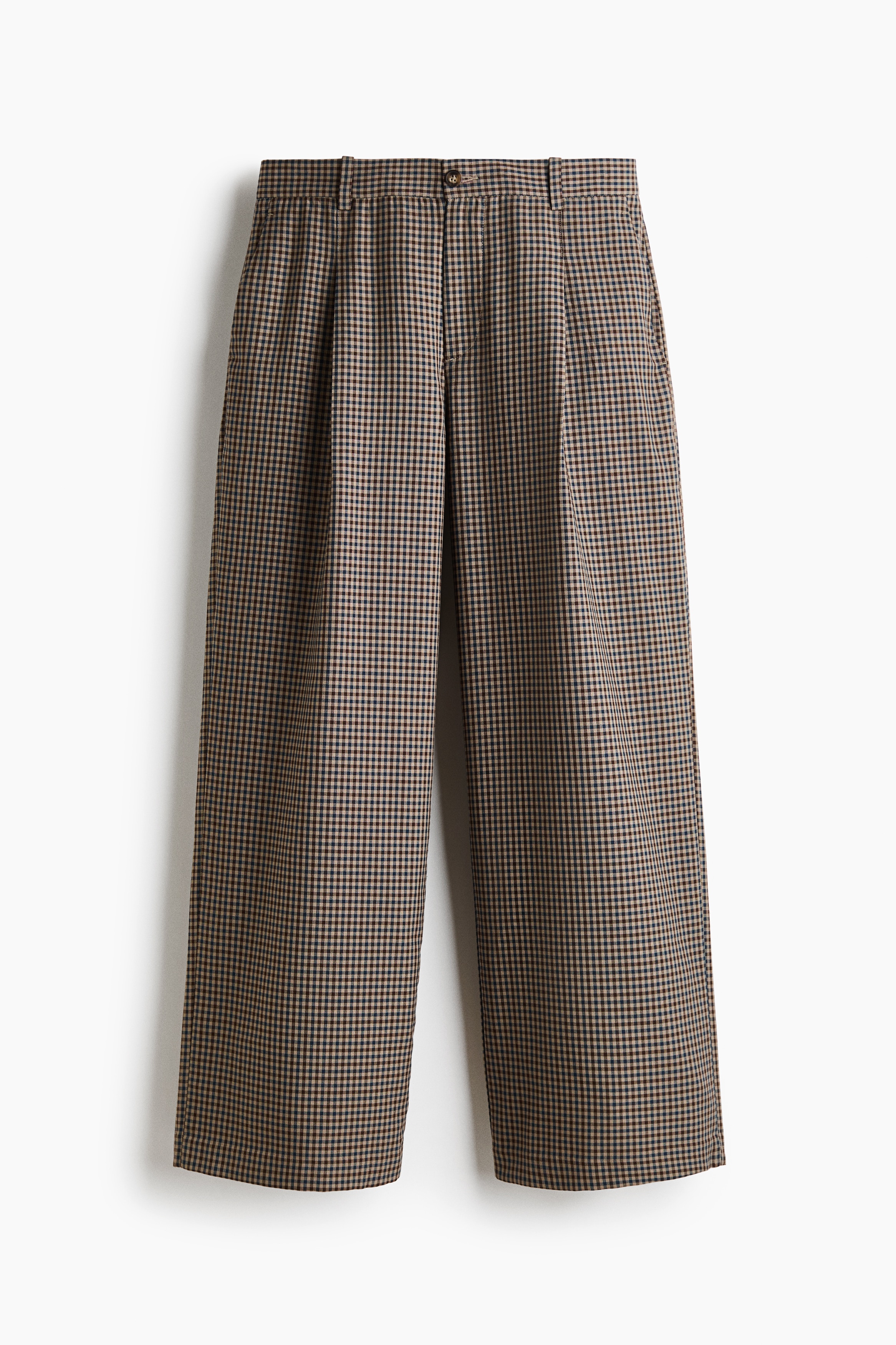Pantalón sastre amplio Oversized Fit - Topo claro/Cuadros
