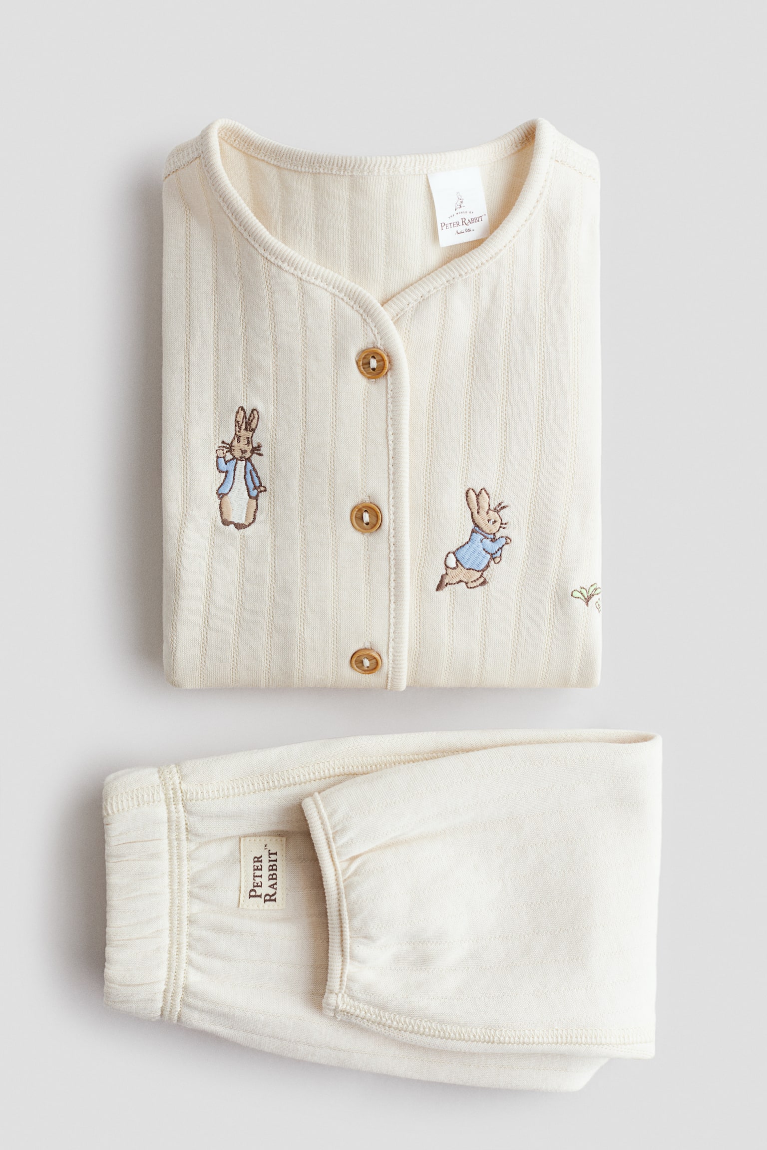 Bawełniany komplet 2-częściowy z nadrukiem - Jasnobeżowy/Piotruś Królik/Biały/Kubuś Puchatek - 2