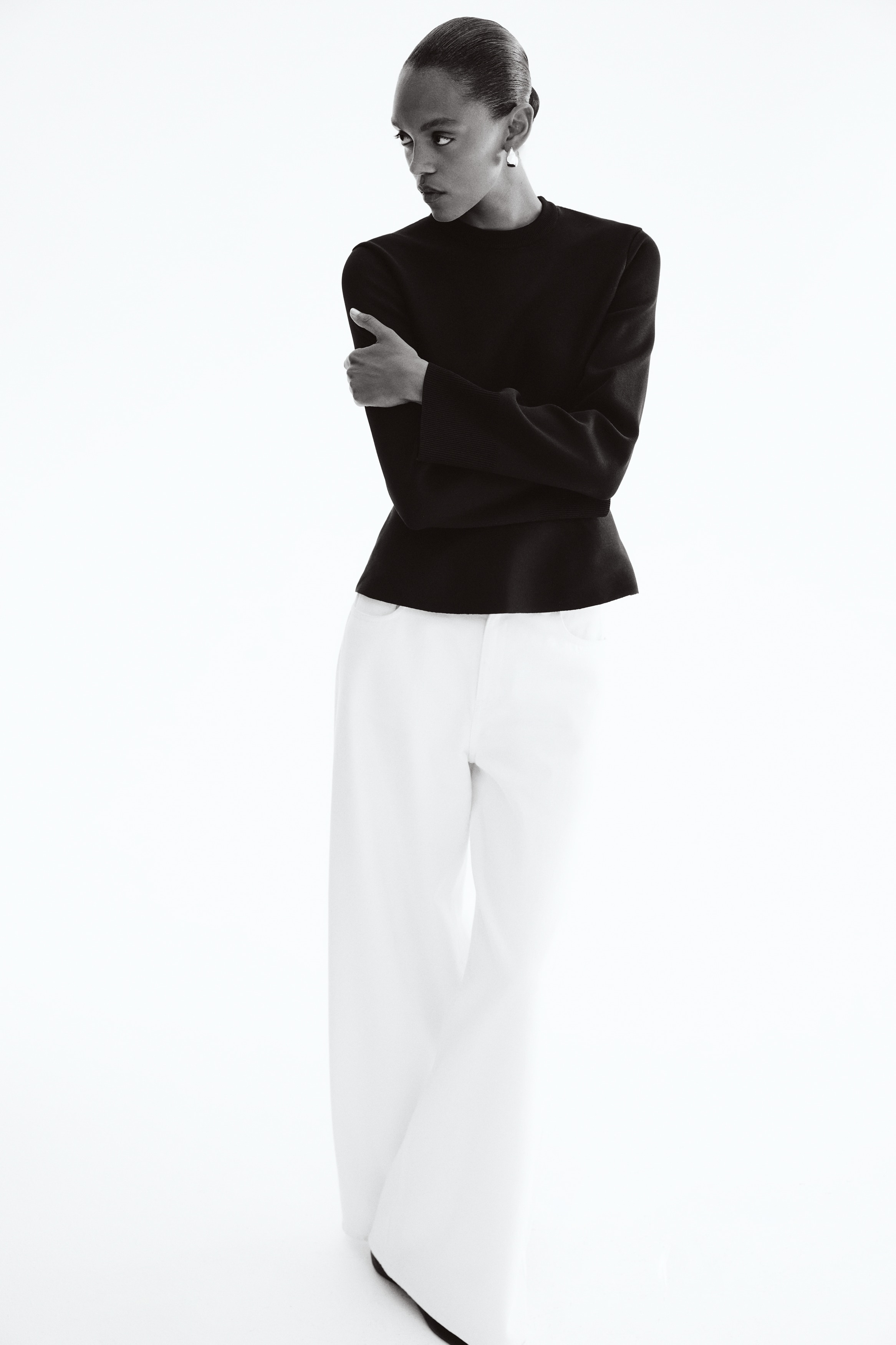 Ladies - Black Peplum top - Size: M  - H&M