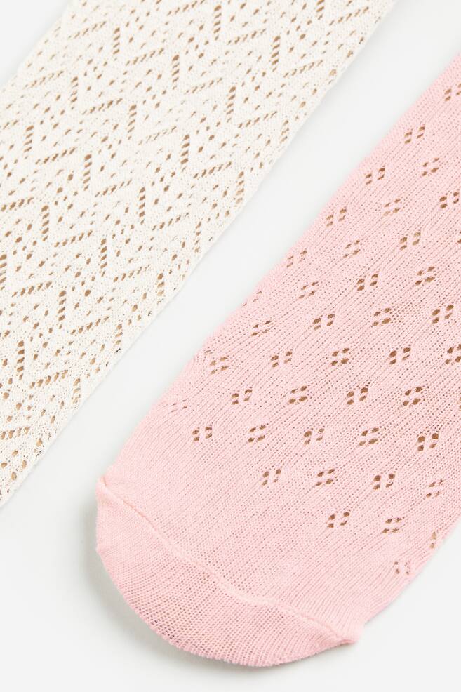 2-pack textured-knit tights - Light pink/White