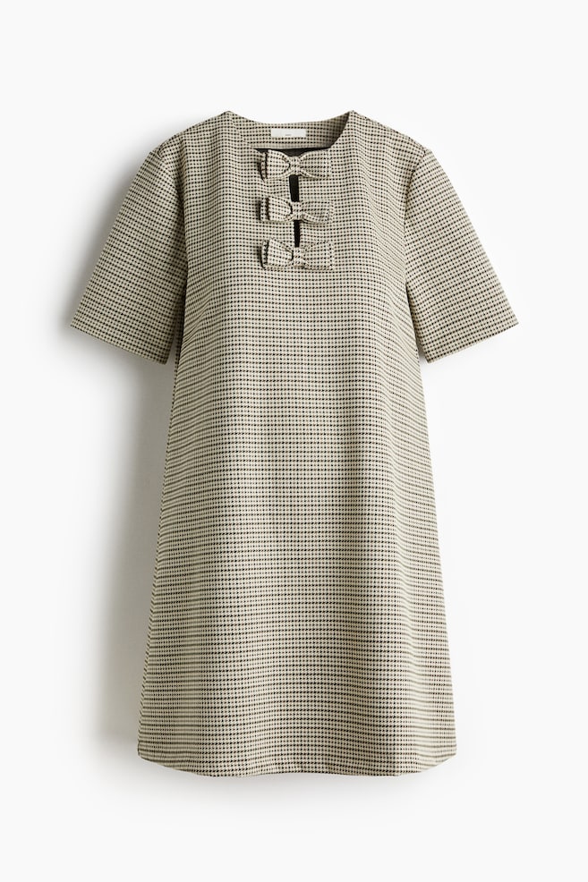 MAMA Robe droite avec nœuds - Beige/carreaux/Noir - 1
