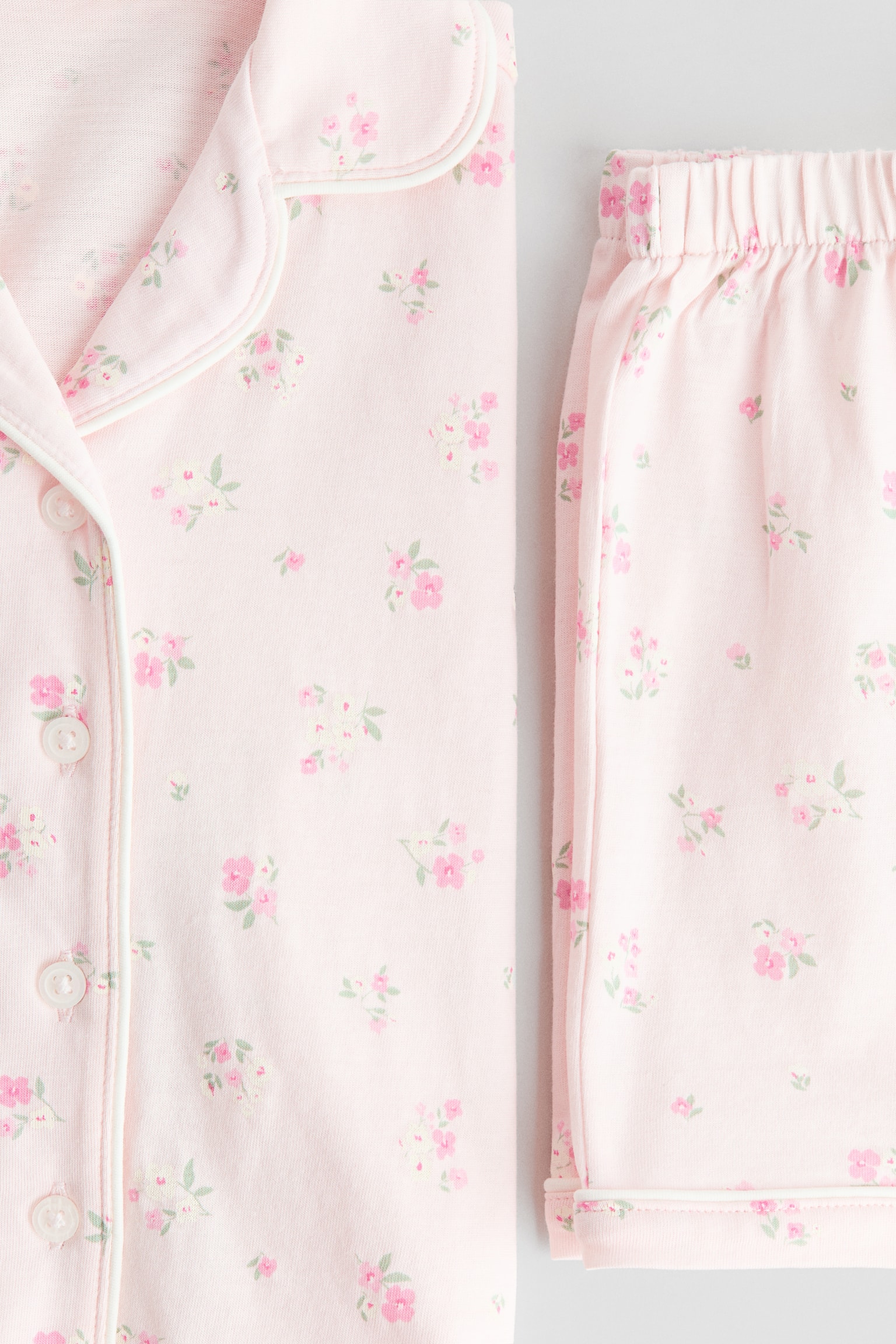 Patterned jersey pyjamas - Powder pink/Floral/Light blue/Hearts - 2