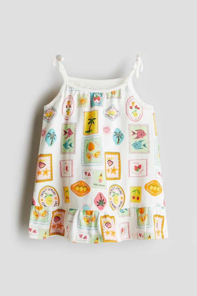 Painokuvioinen mekko - Valkoinen/Postimerkit/Tummanharmaa/Kuviollinen/Roosa/Hedelmät - 1