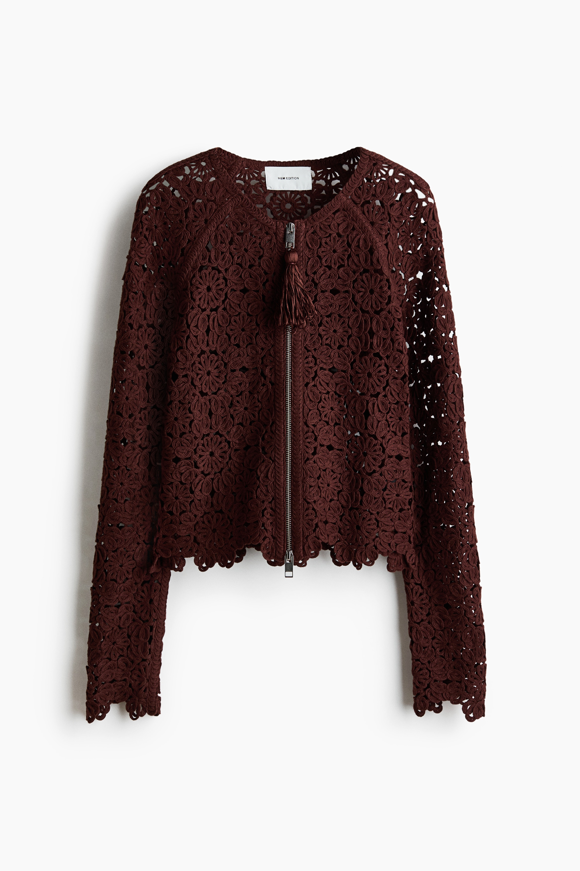 Cardigan effetto uncinetto - Marrone scuro