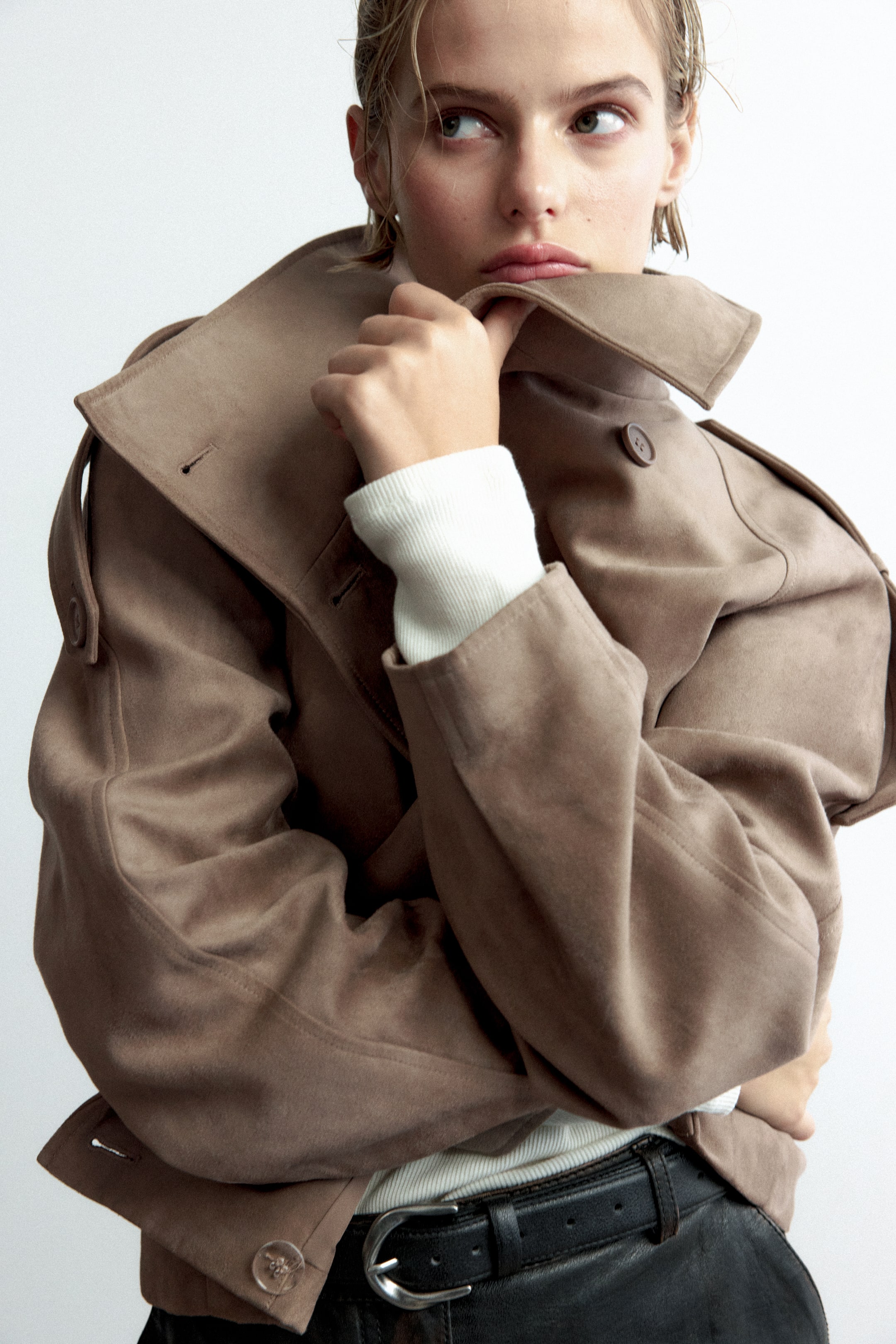 Женские куртки H&M Double-Breasted Funnel-Collar Jacket — фото 3