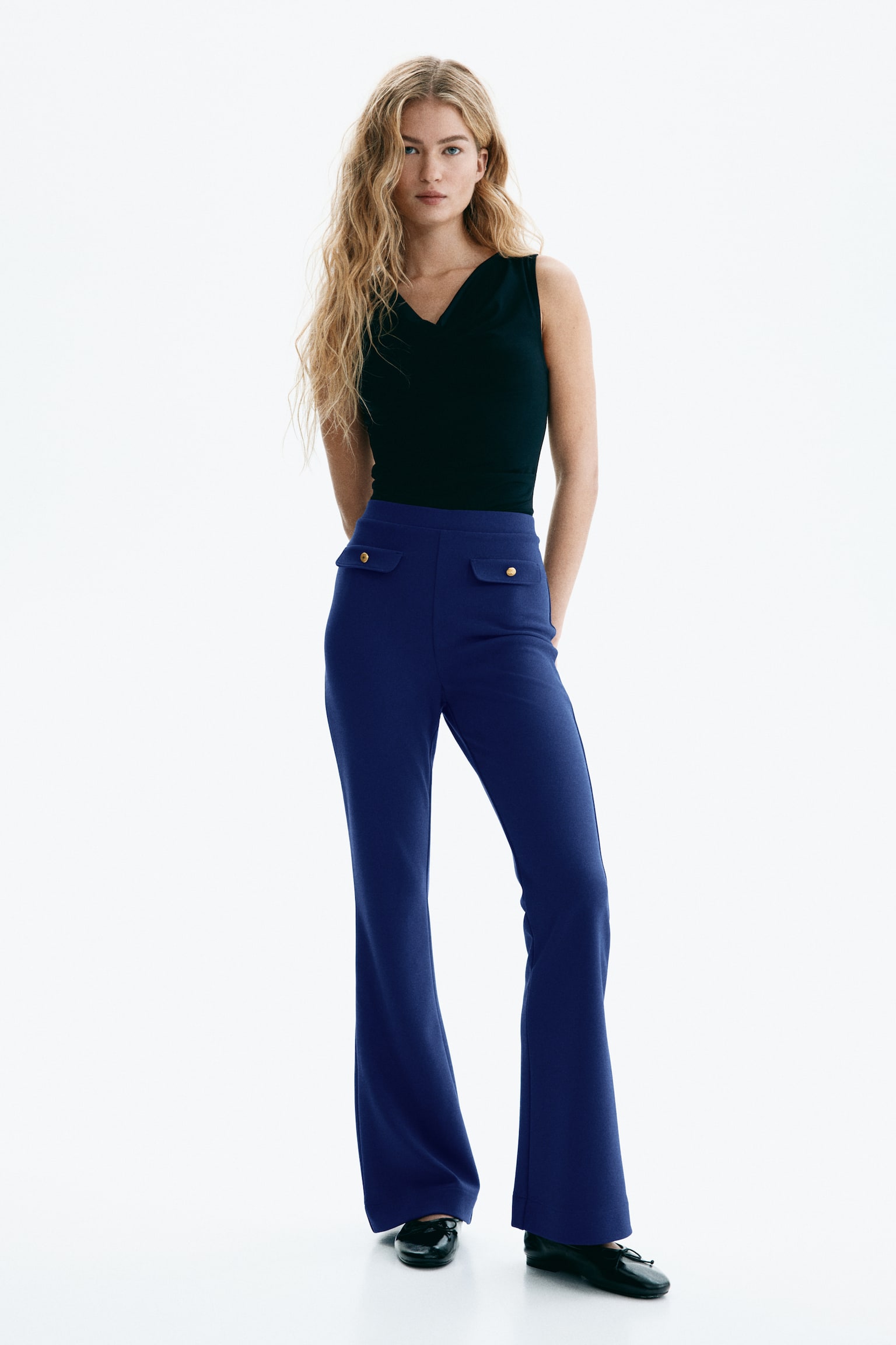 Flared Ponte di Roma trousers - Dark blue/Black/Dark beige - 5