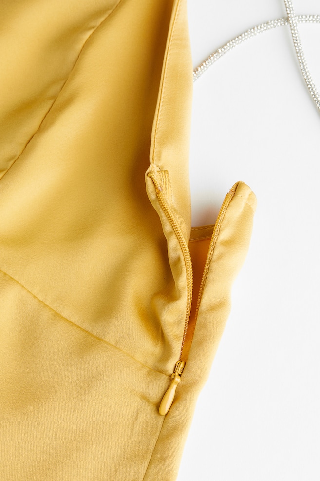 Rhinestone-strap dress - Yellow - 8