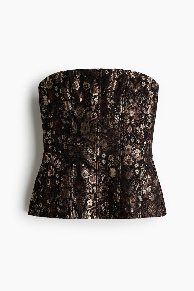 Brocade bandeau top - Black/Floral - 1