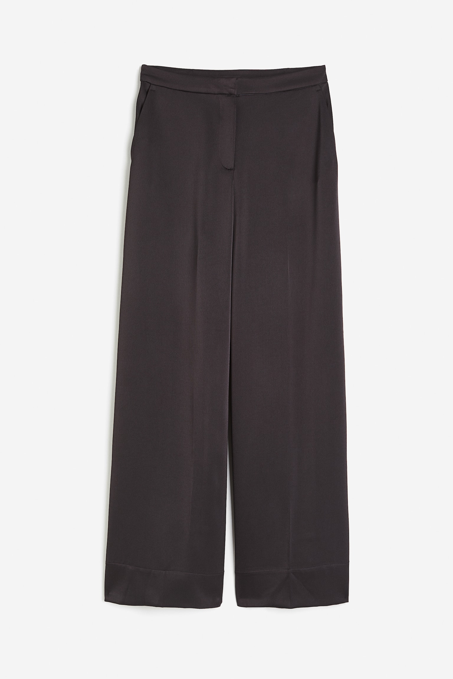 Wide satin trousers - Dark grey/Dark blue - 1