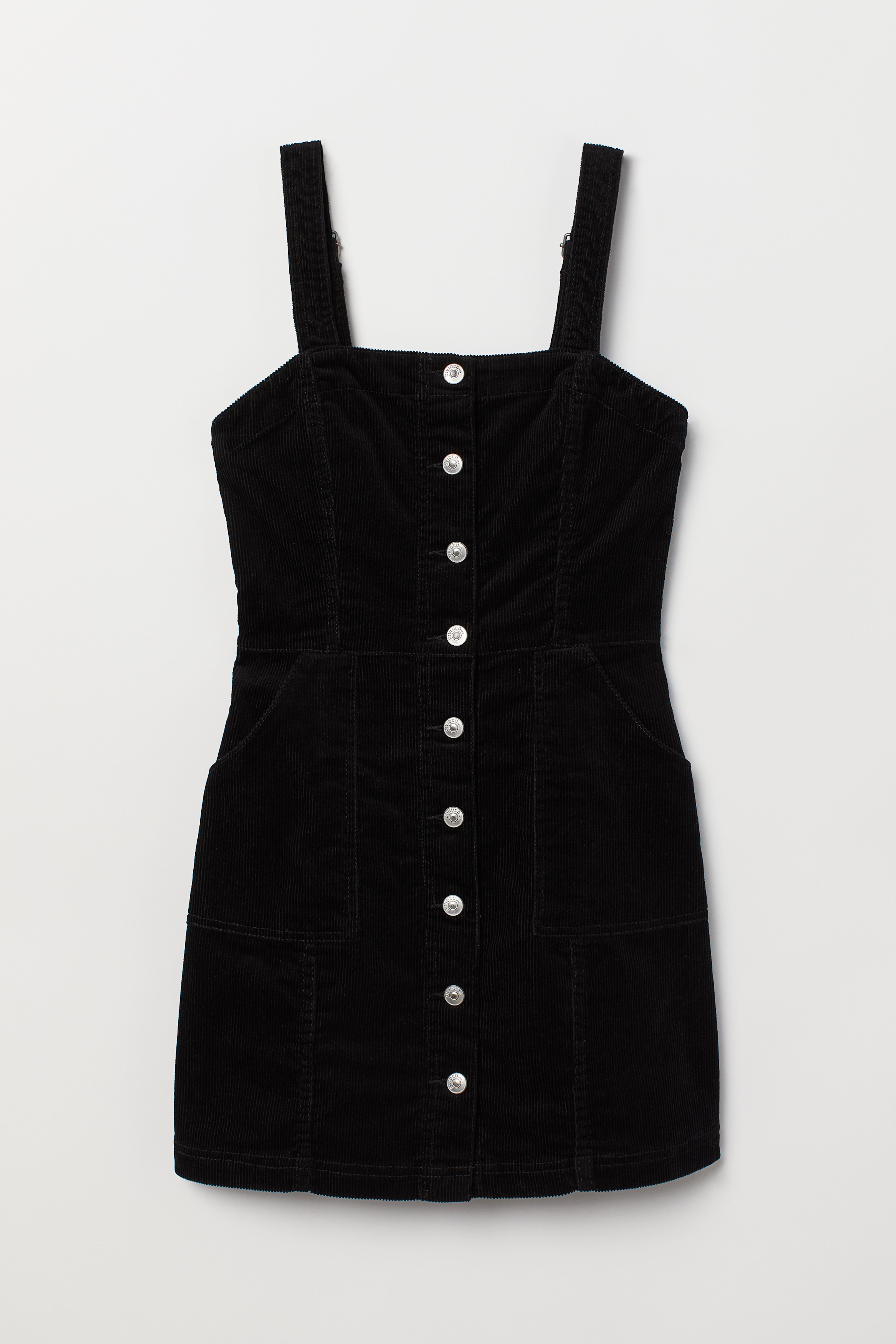 Overall Dress - Sleeveless - Short - Black/corduroy - Ladies | H&M US