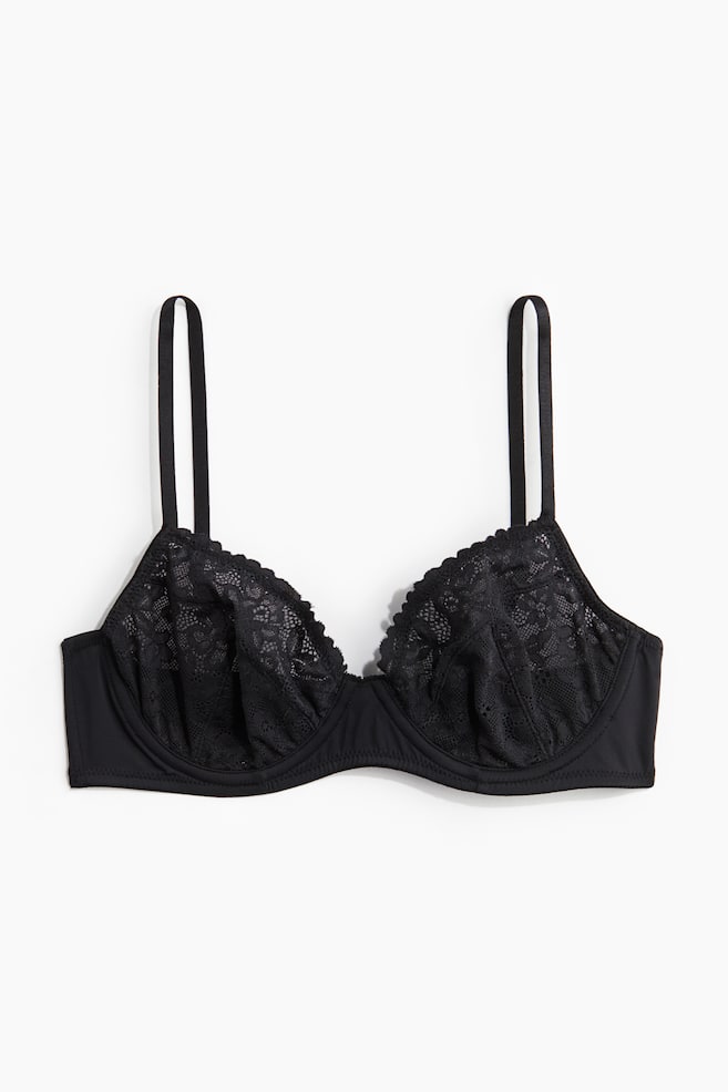Underwired lace bra - Black - 1