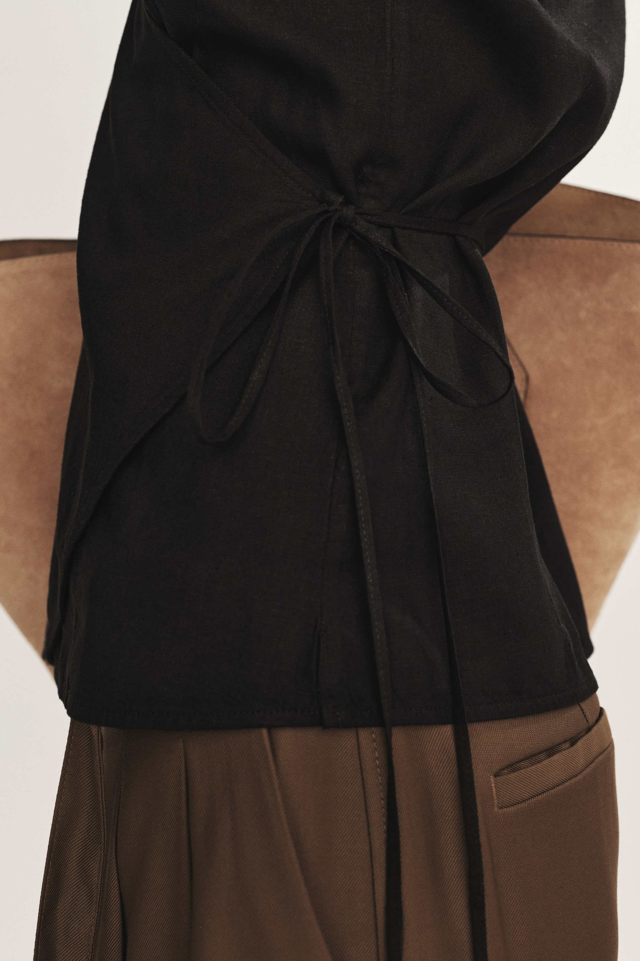 Linen-Blend Wrap Top