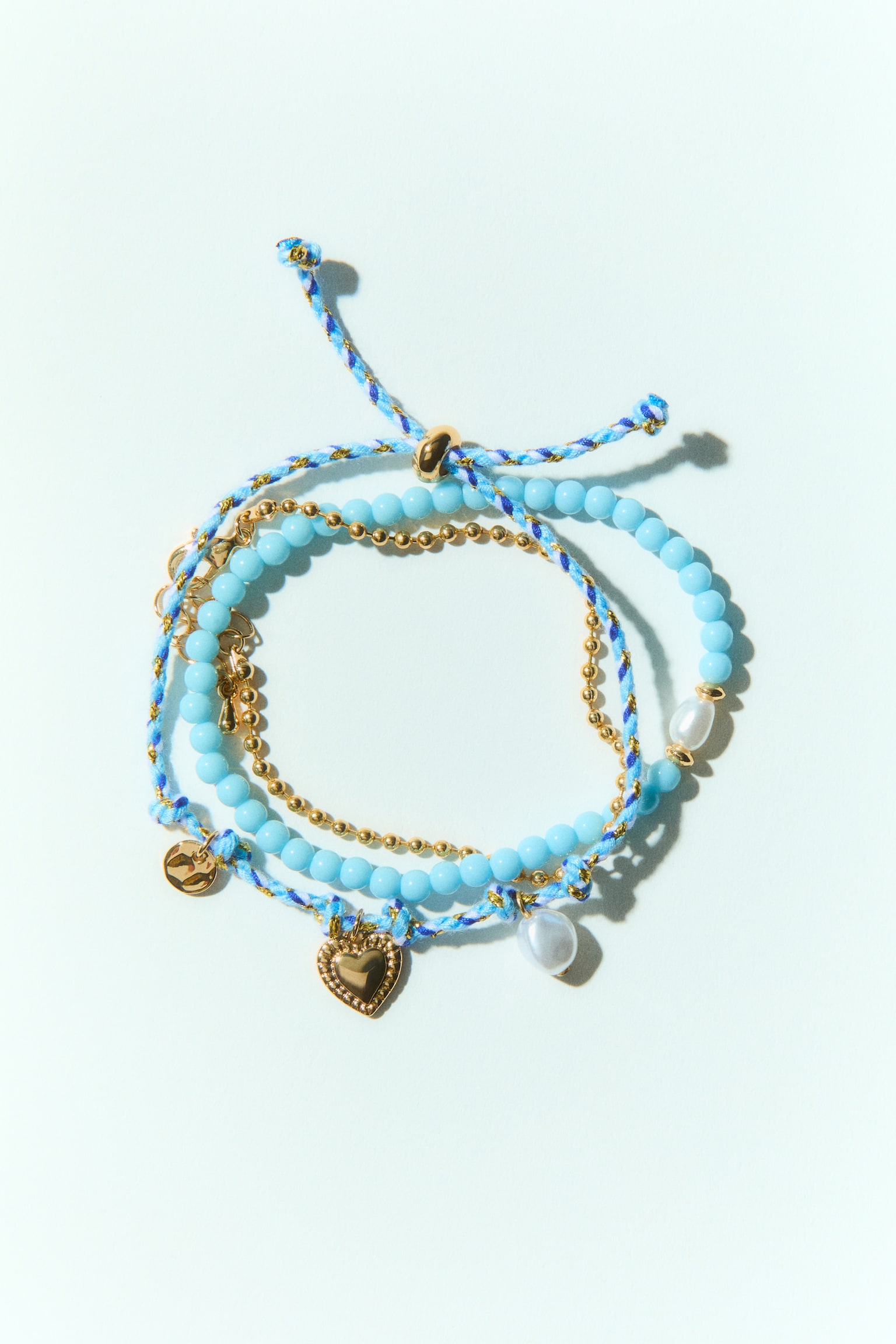 3-Pack Bracelets - Light blue/gold-colored - 1