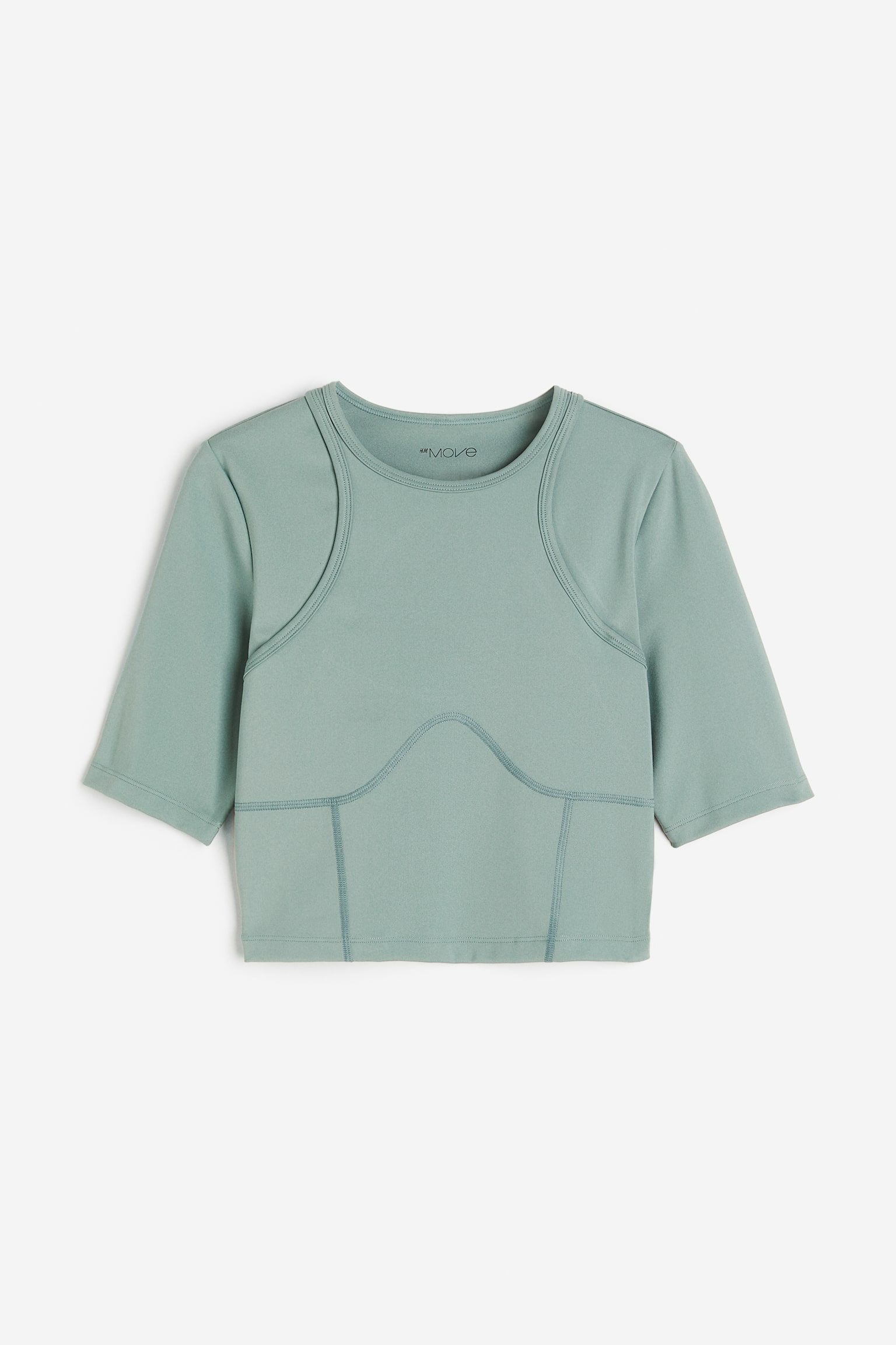 Open-back sports top in DryMove™ - Light teal/Black - 1