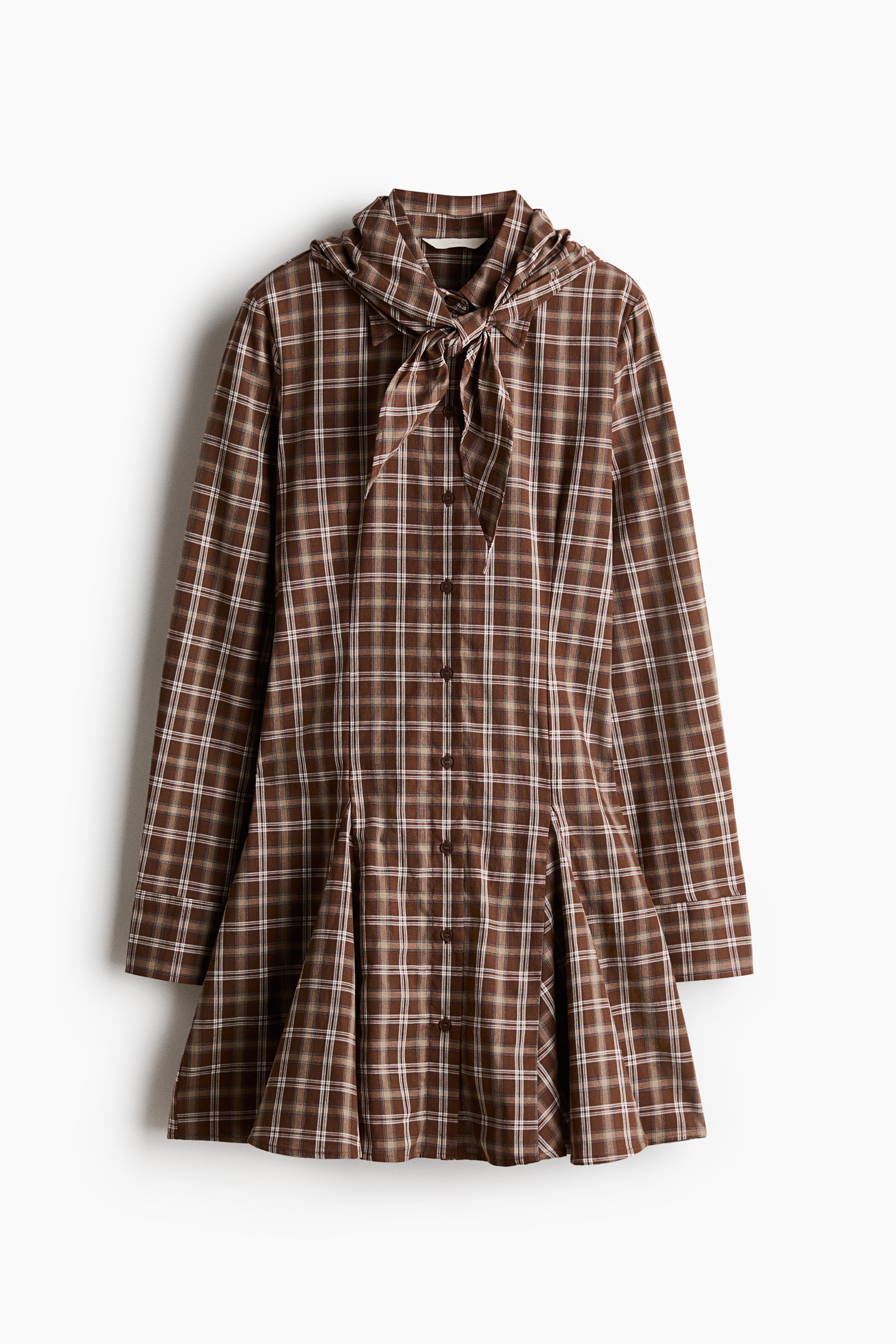 Scarf-collar shirt dress