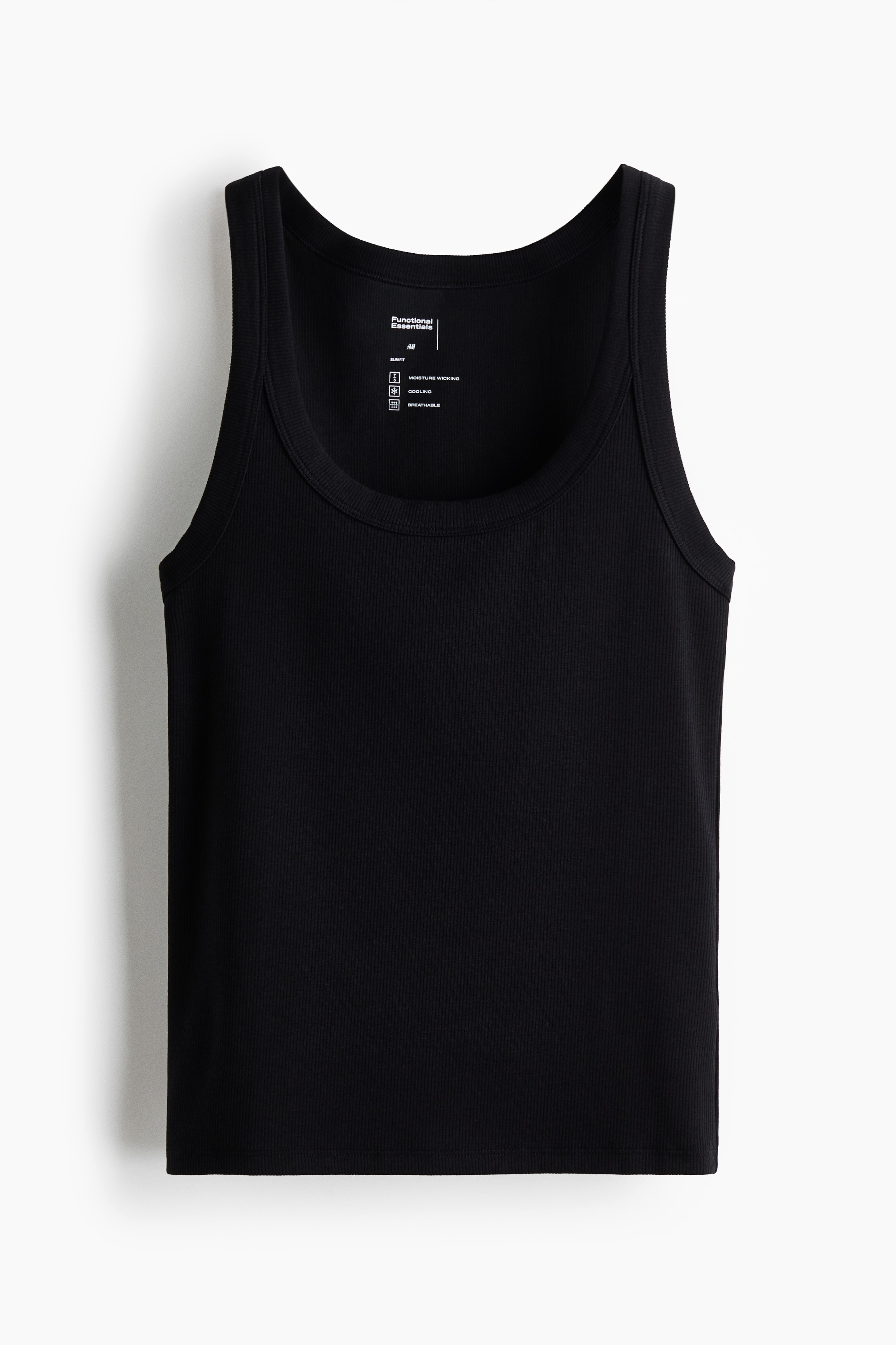 Cooling Slim Fit Ribbed vest top - Black/White/Dark brown