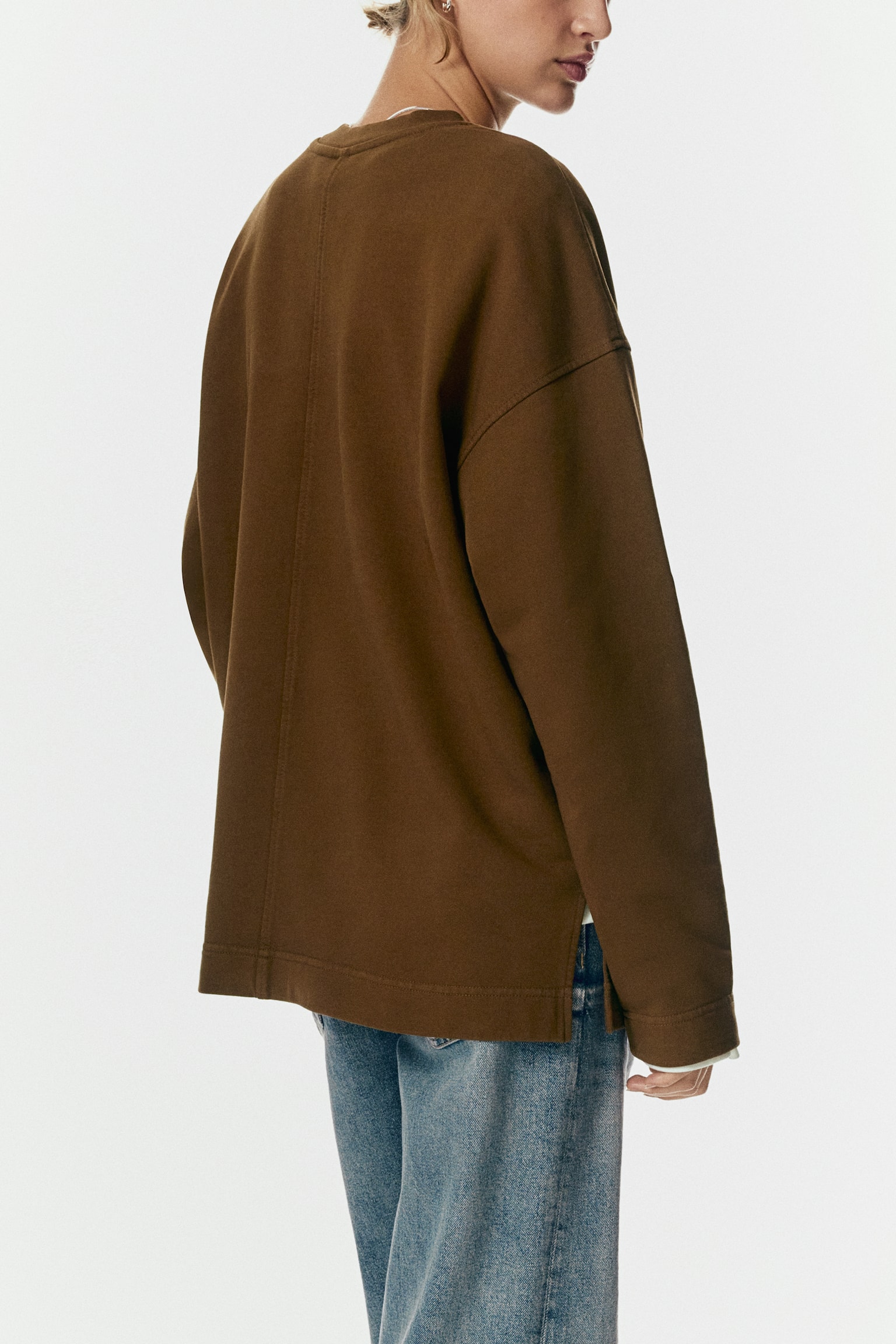 Soluk Görünümlü Sweatshirt - Kahverengi/Açık pembe/Koyu bordo - 3