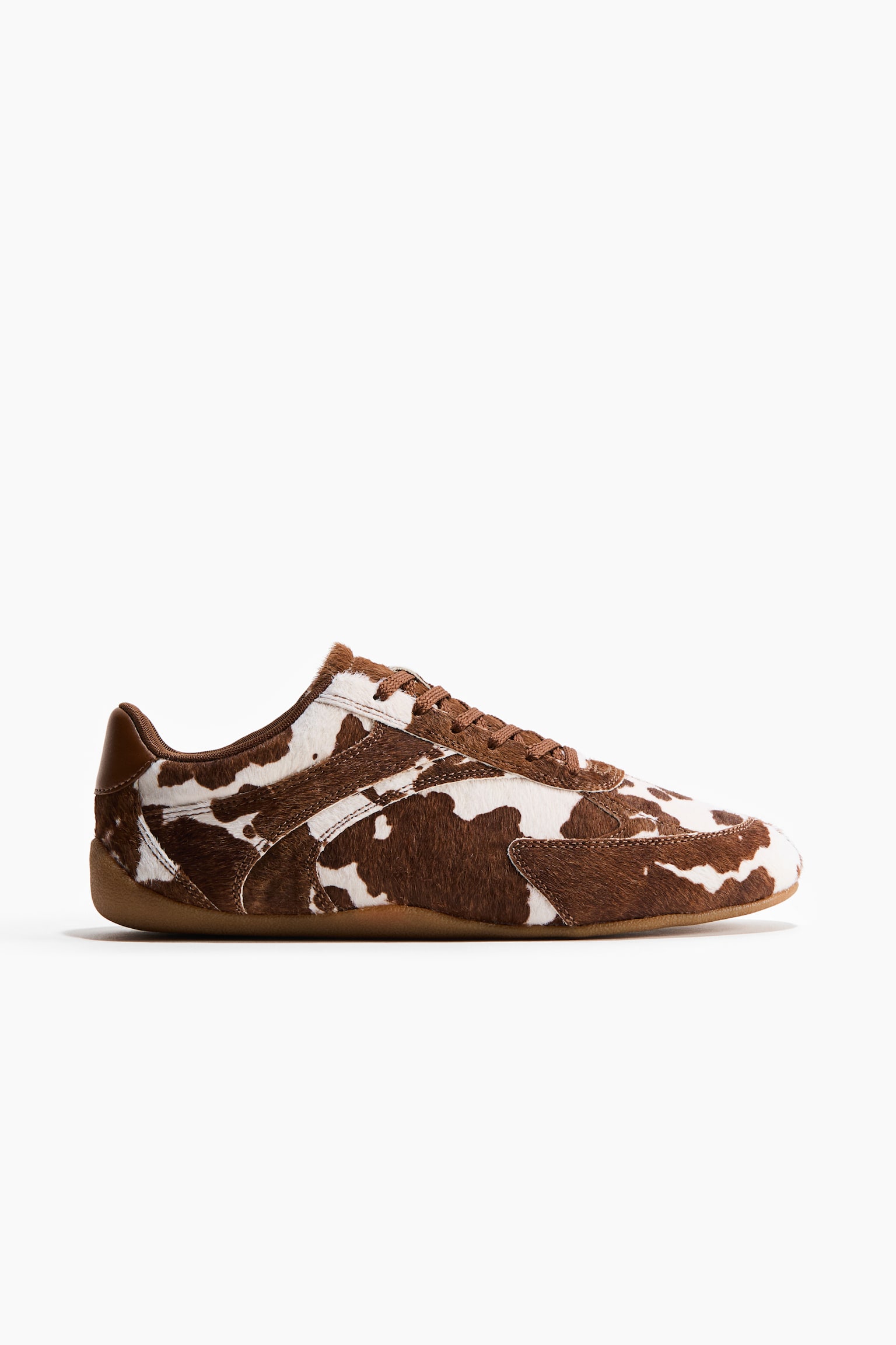 Leather trainers - Brown/Cowhide print/Beige/Faux leopard - 2