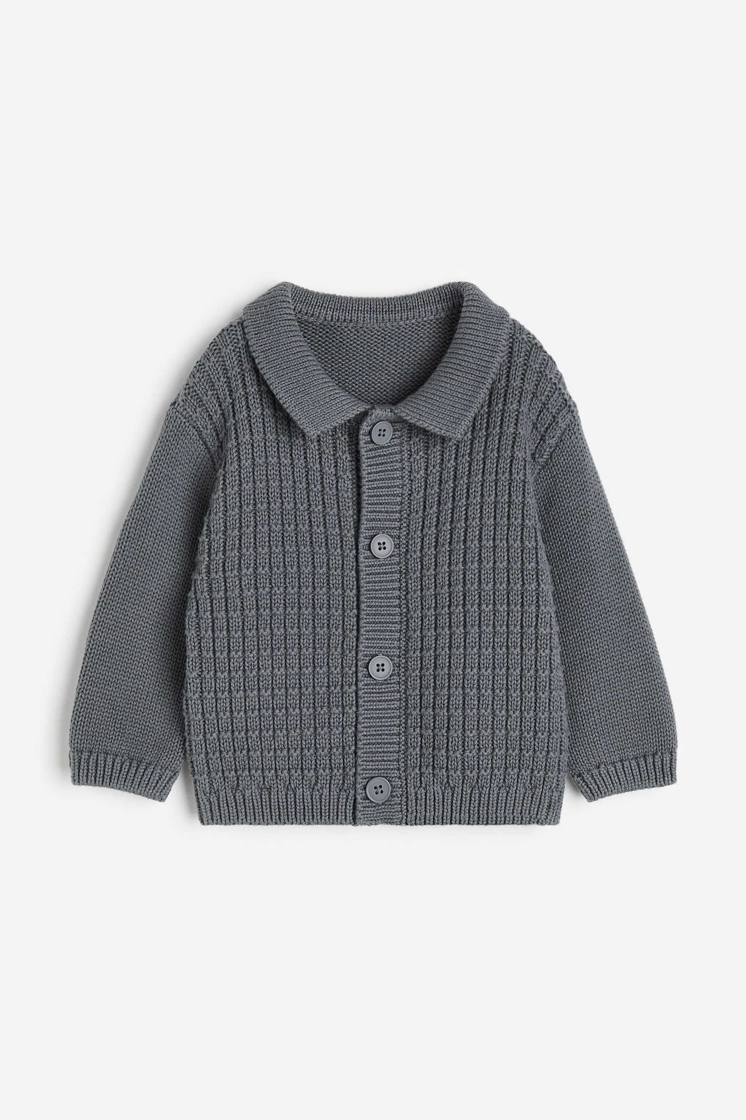 Collared Cardigan - Dark grey - 1