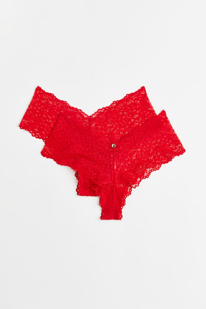 2-pack lace Brazilian briefs - Red/Black - 1