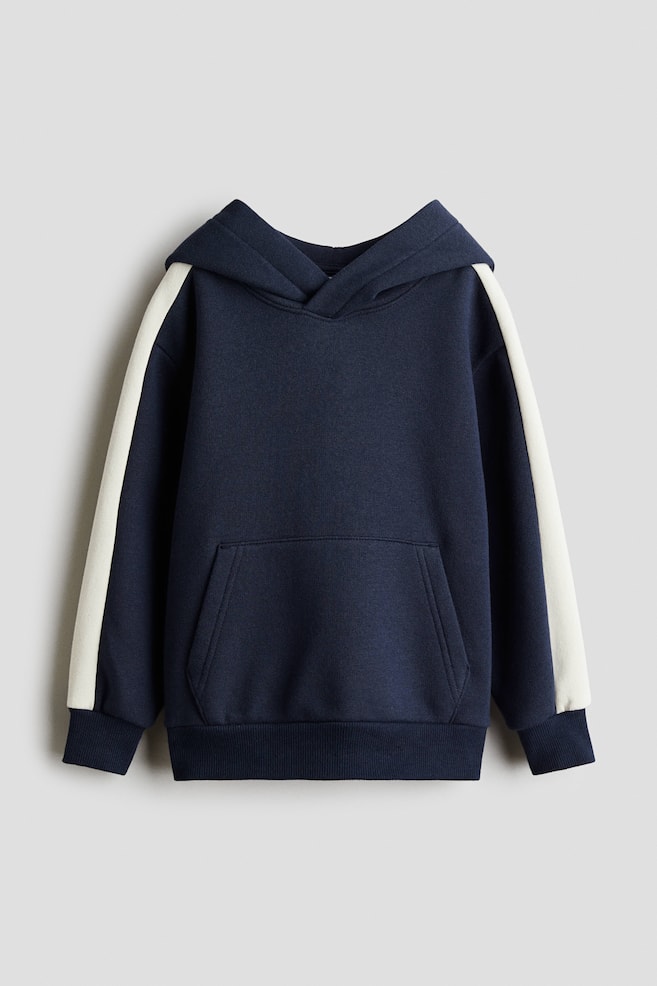 Contrast-Panel Hoodie - Navy blue/Gray melange - 1