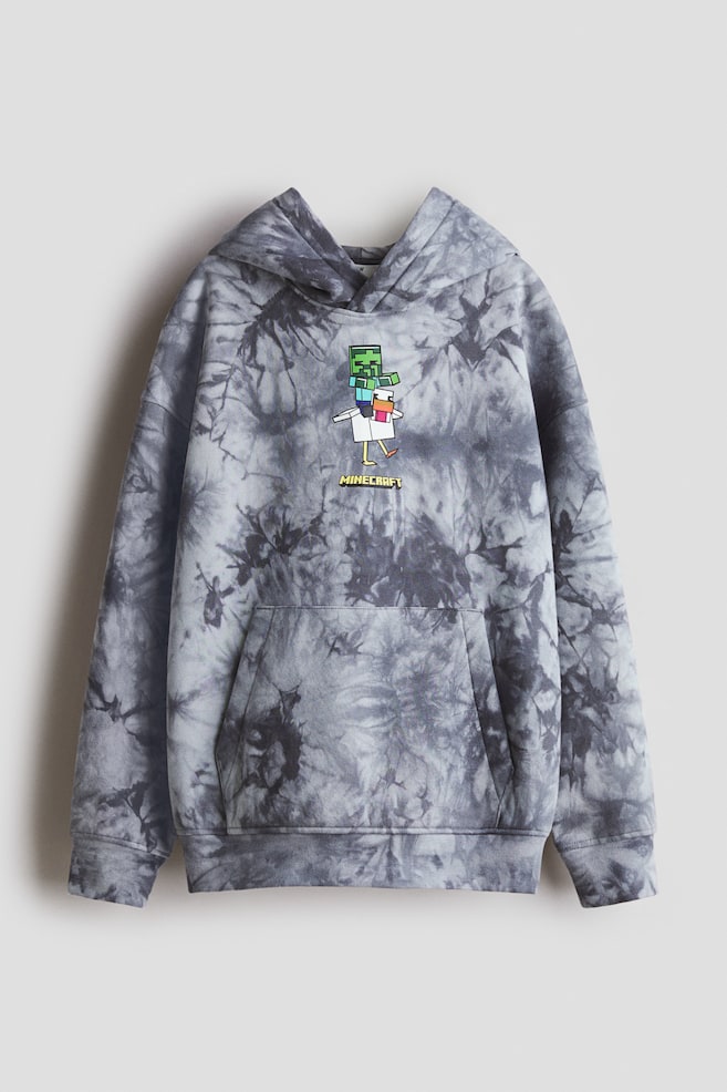 Printed Hoodie - Gray/Minecraft/Dark gray/SpongeBob/Ivory/Brawl Stars/Green/SpongeBob SquarePants/Blue/PlayStation/Gray/Fortnite/Light blue/Minecraft - 1