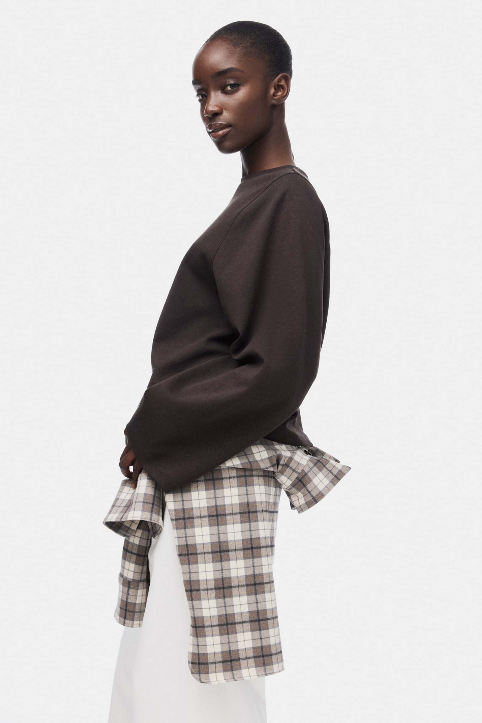 Oversized interlock top - Dark brown/Dark grey/Light greige - 5