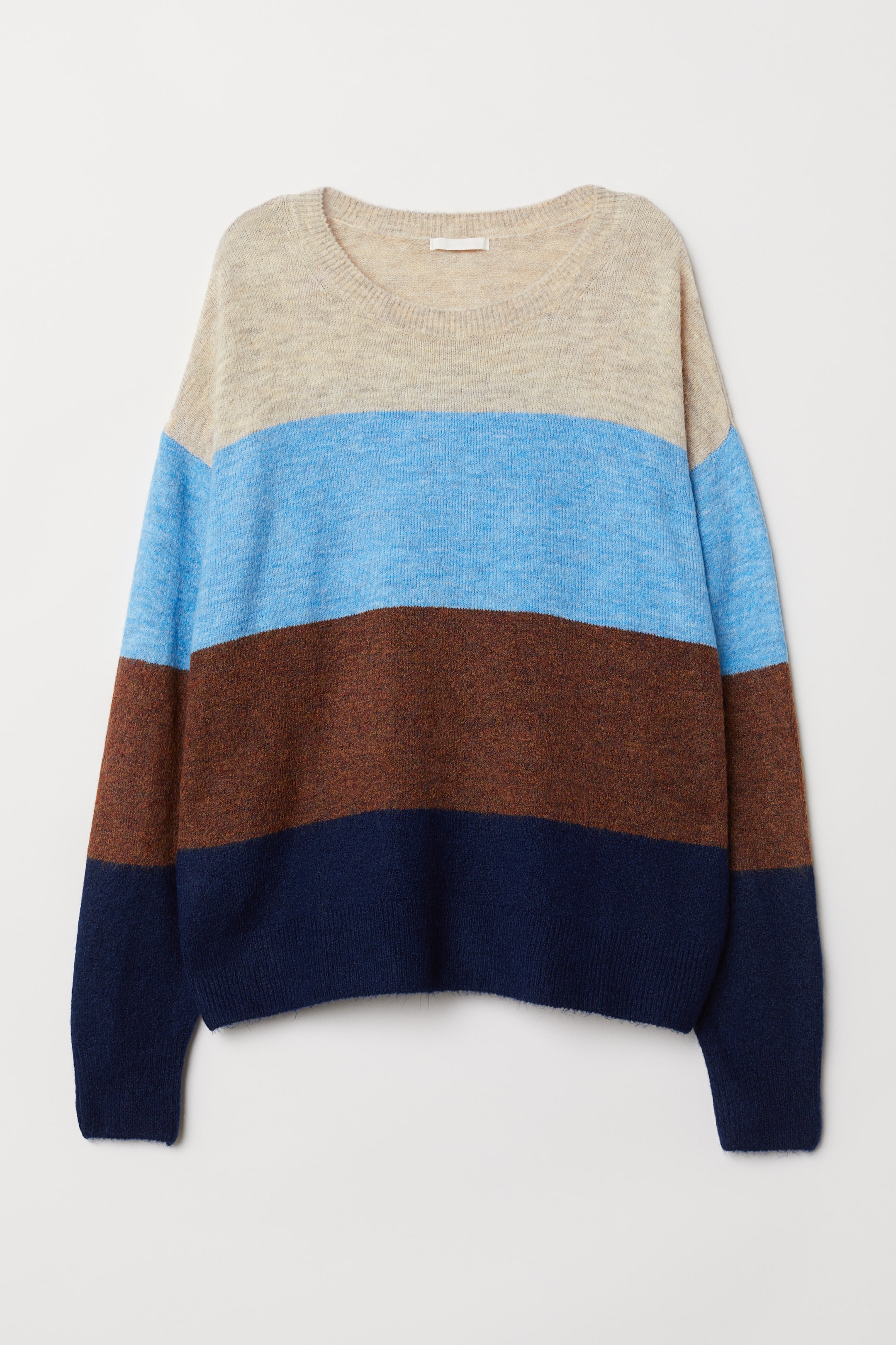 View larger image: Knitted jumper - Light blue/Block-striped - Ladies | H&M 1