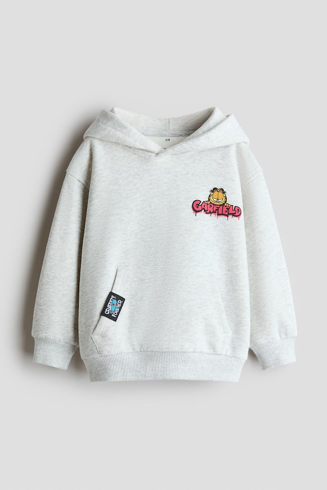 Print-Motif Brushed-Inside Hoodie - Light gray melange/Garfield/Green/Minecraft - 1