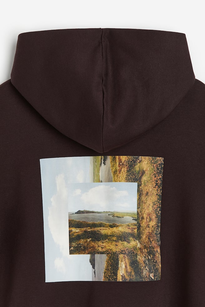 Relaxed Fit Printed hoodie - Brown/Landscape/Apricot/Orchids/Light pink/Cream/Clouds - 3