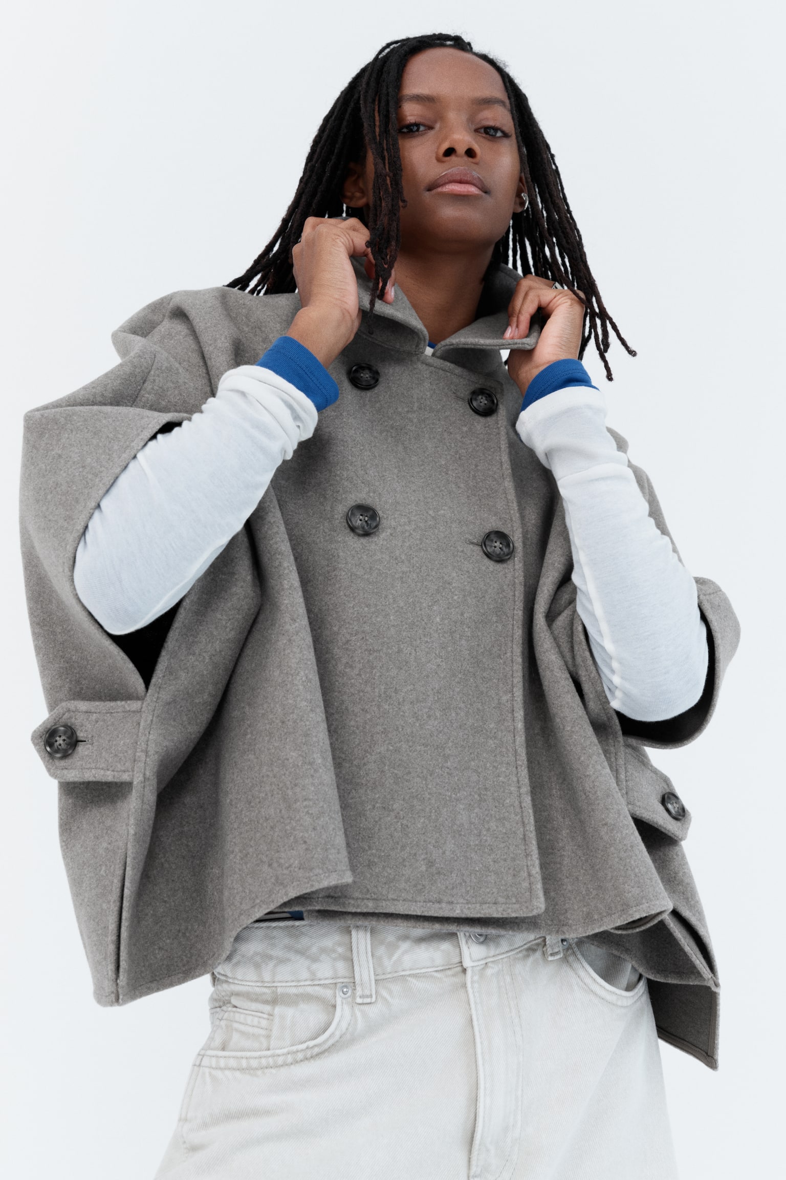Женская куртка H&M Brushed Cape, цвет: Серо-коричневый меланжевый — фото 5
