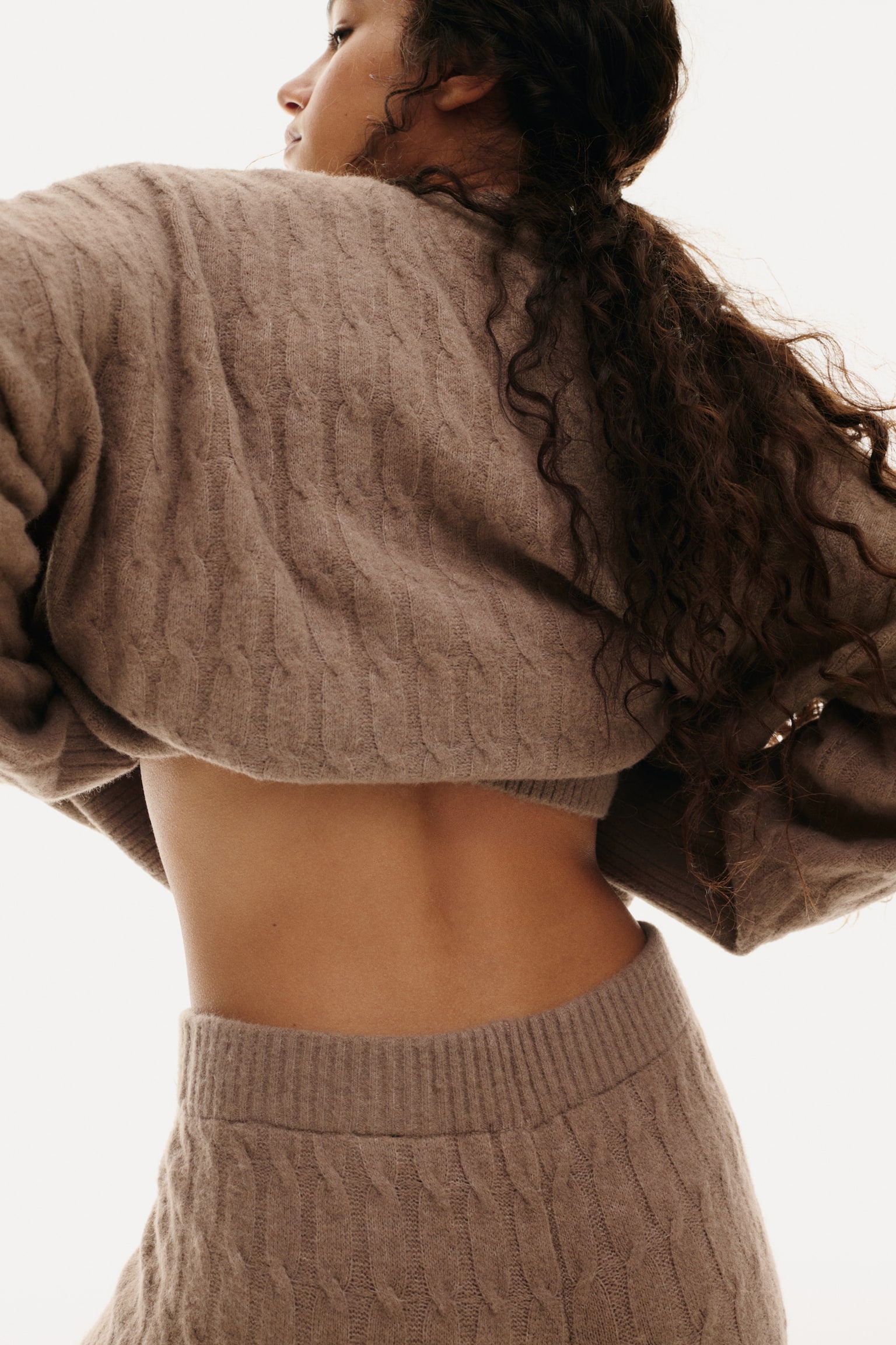 Saç Örgüsü Kazak - Koyu bej/Açık gri kırçıllı/Koyu bej kırçıllı/Beyaz - 6