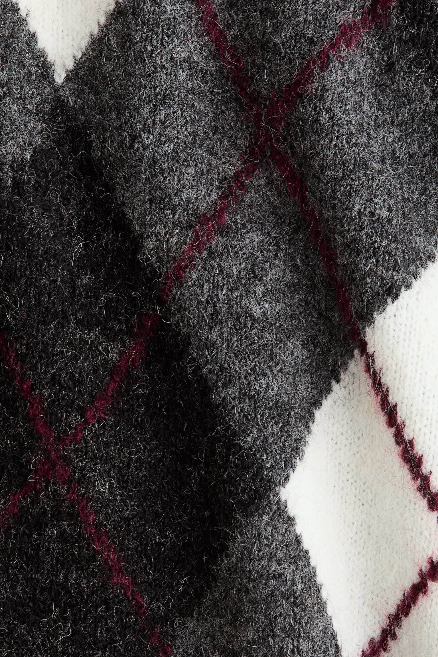 Jacquard-knit jumper - Grey marl/Argyle pattern - 3