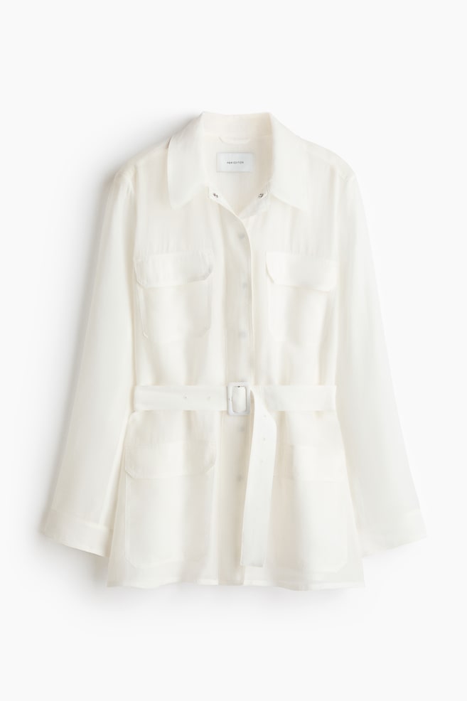 Veste cargo avec ceinture - Blanc - 1