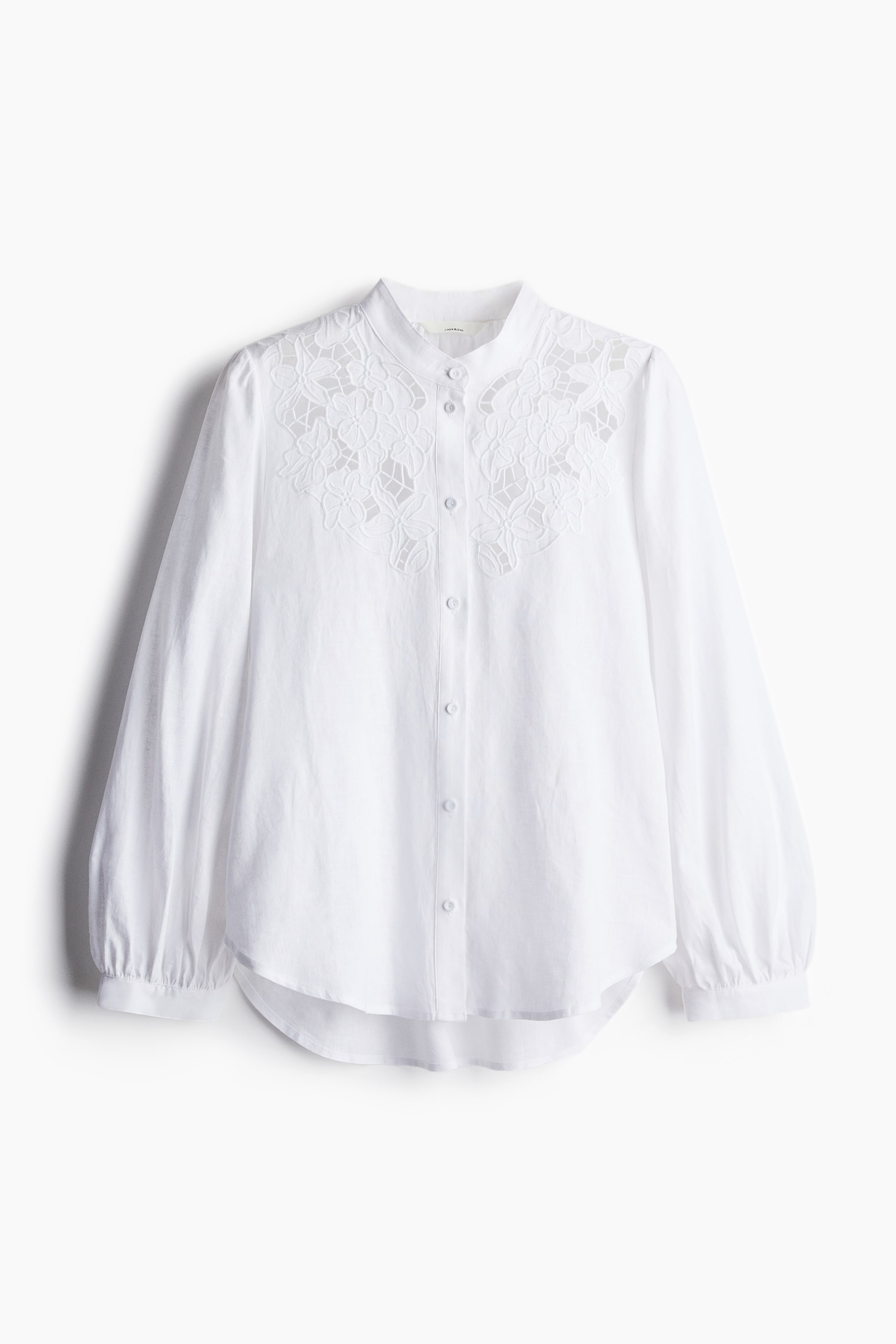 Linen-blend broderie anglaise blouse