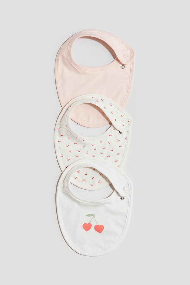 3-pack jersey bibs - Light pink/Cherries/White/You And Me/Light green/Animals/White/Teddy bears - 1