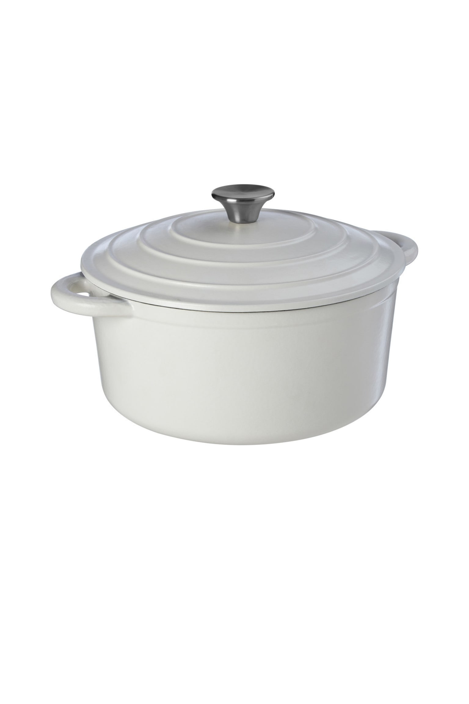 Hygge Large Cast Iron Casserole Dish - White - 3