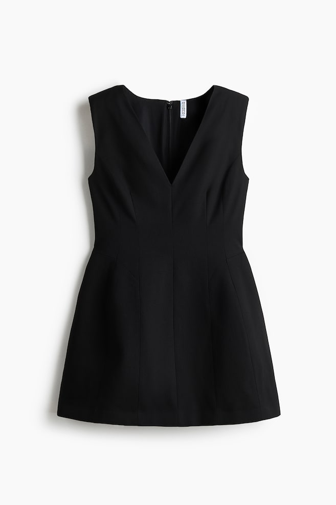 V-neck dress - Black - 1