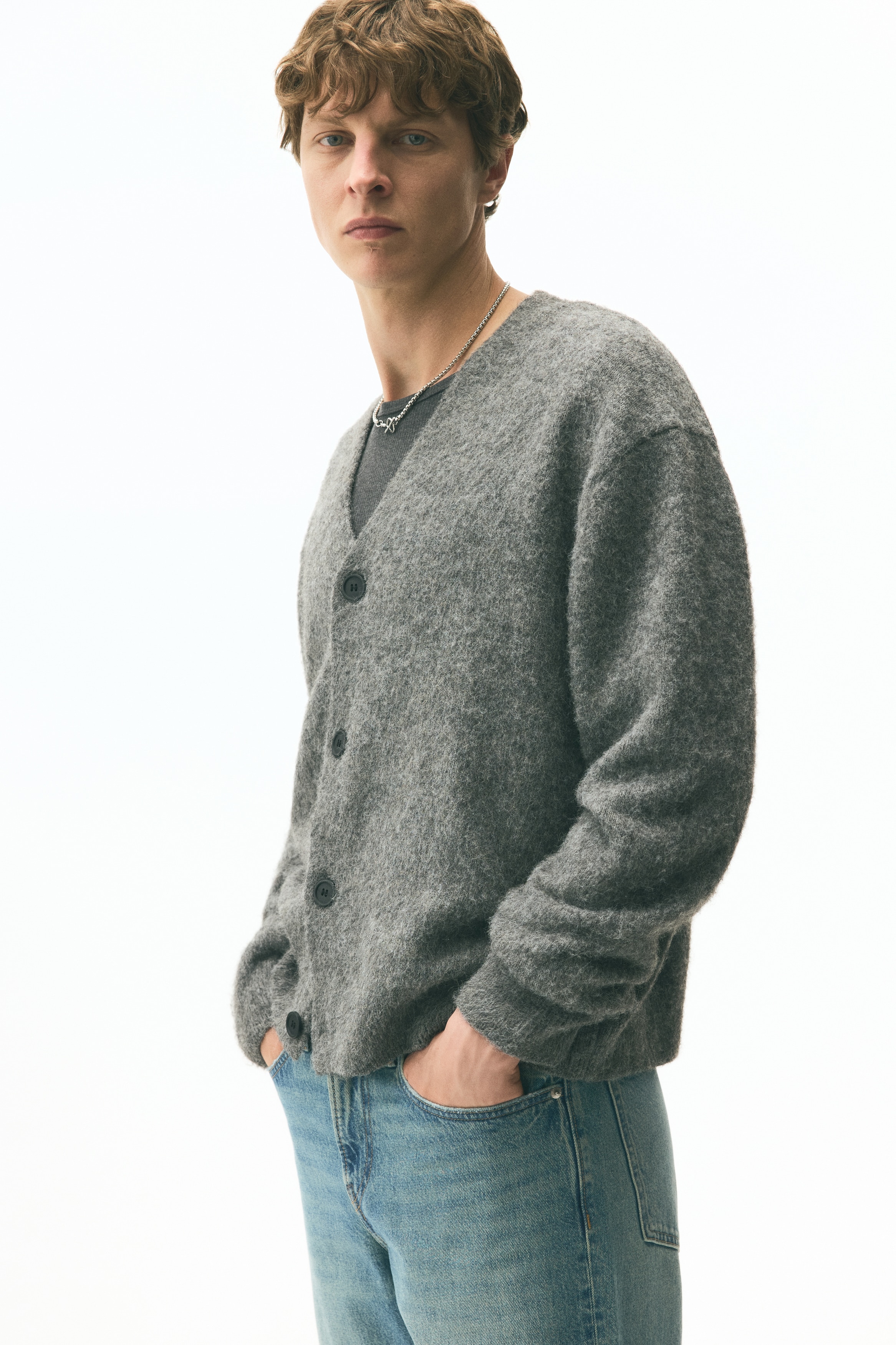 ルーズフィット ファジーカーディガン - ブラック - Men | H&M JP