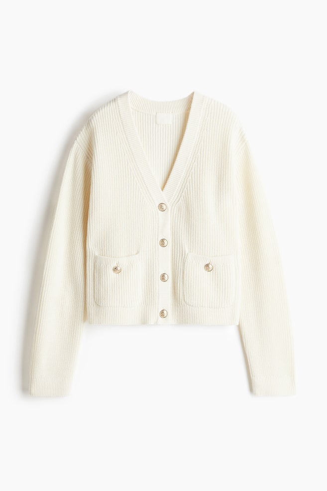 Pocket-detail cardigan - Cream - 1